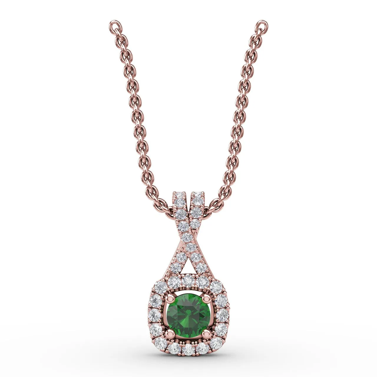 Halo Emerald and Diamond Pendant
