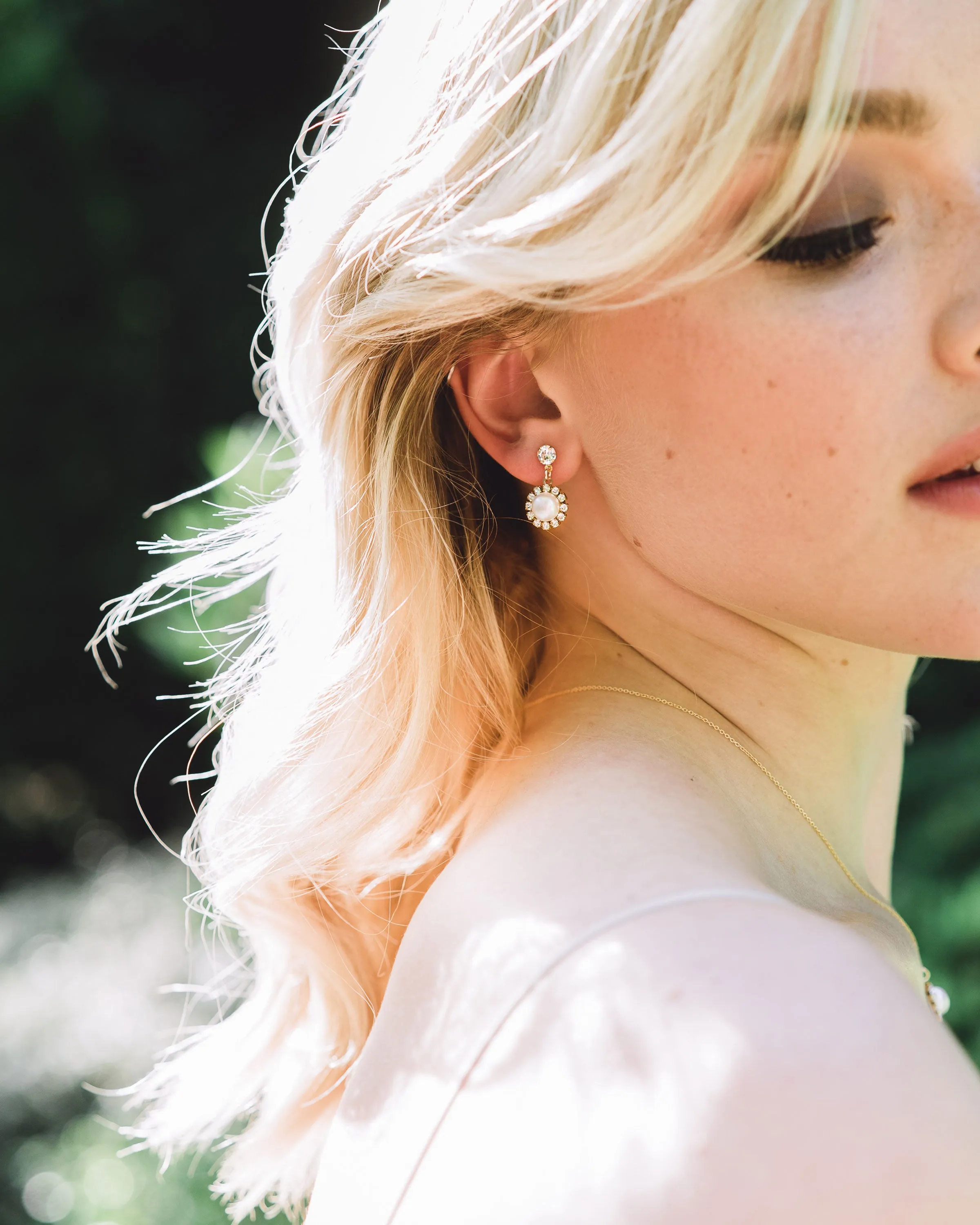 Halo Pearl Drop Earrings