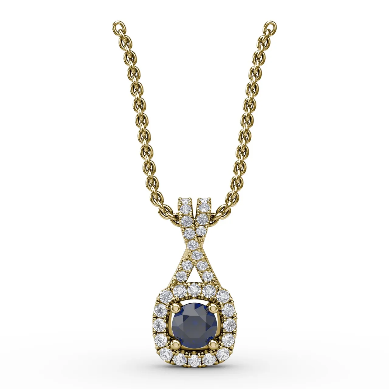 Halo Sapphire and Diamond Pendant