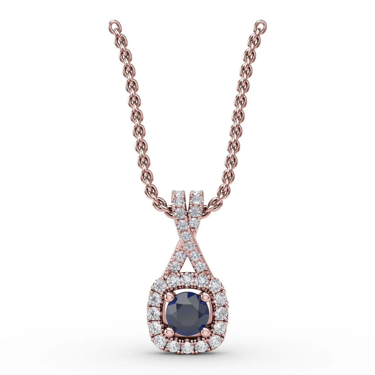 Halo Sapphire and Diamond Pendant