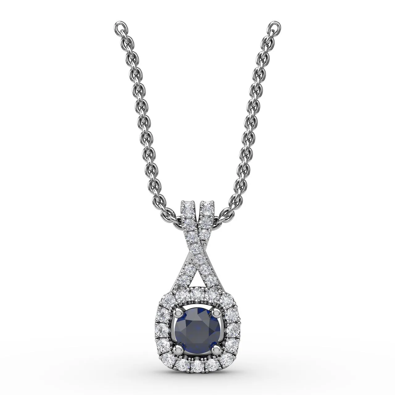 Halo Sapphire and Diamond Pendant