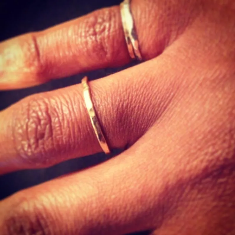 Hammered Gold Stacking Ring - SINGLE