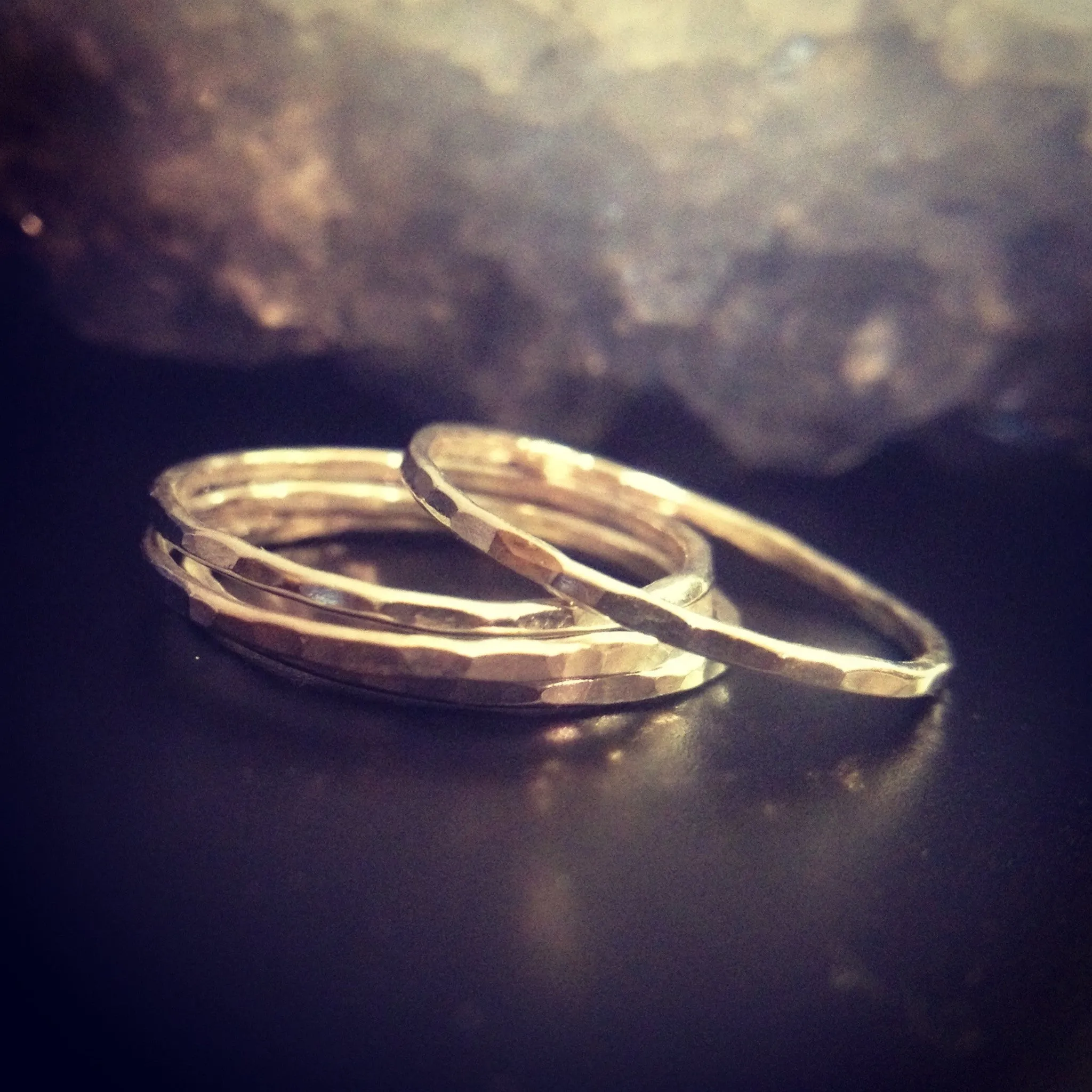 Hammered Gold Stacking Ring - SINGLE