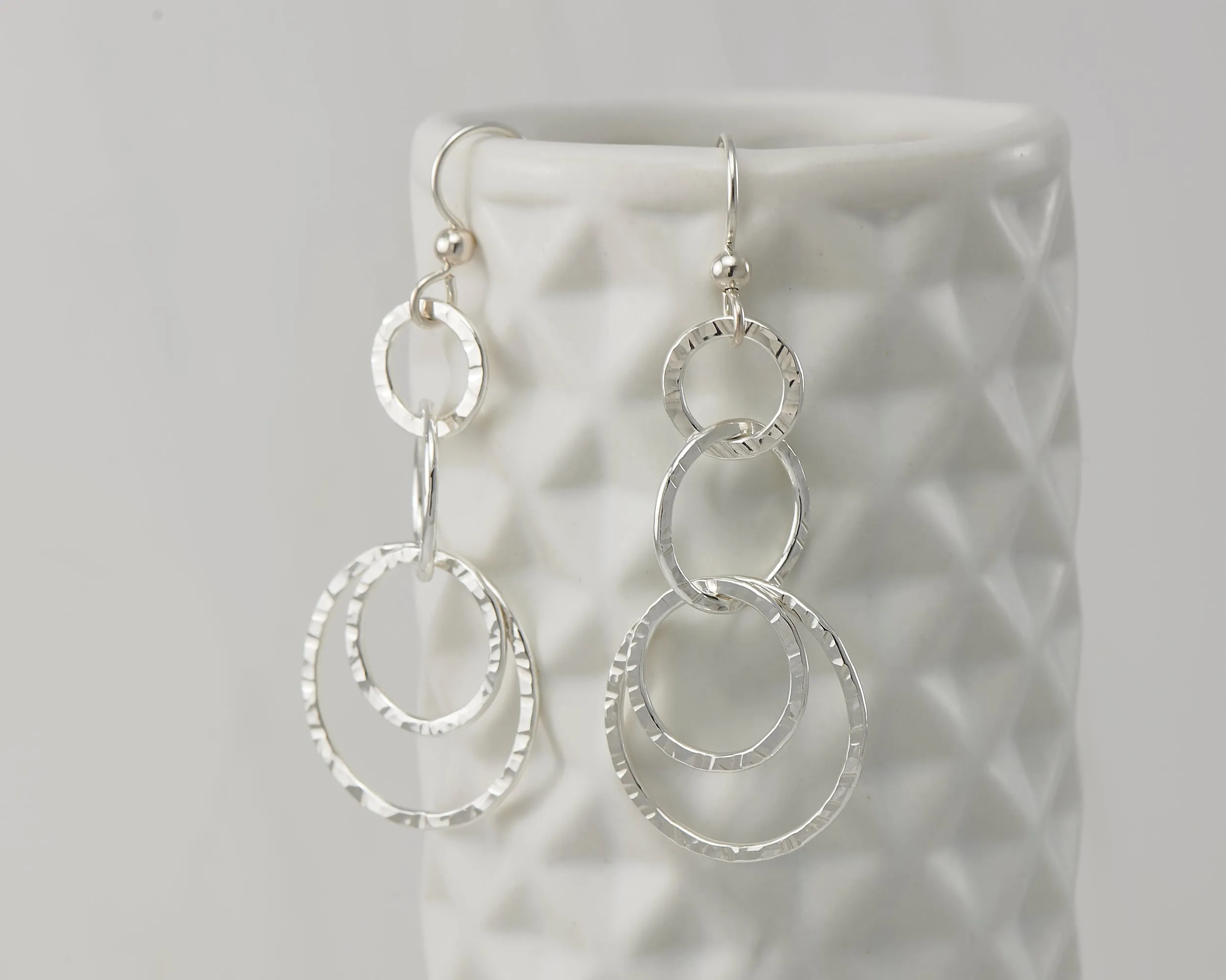 Hammered Silver Circles Earrings