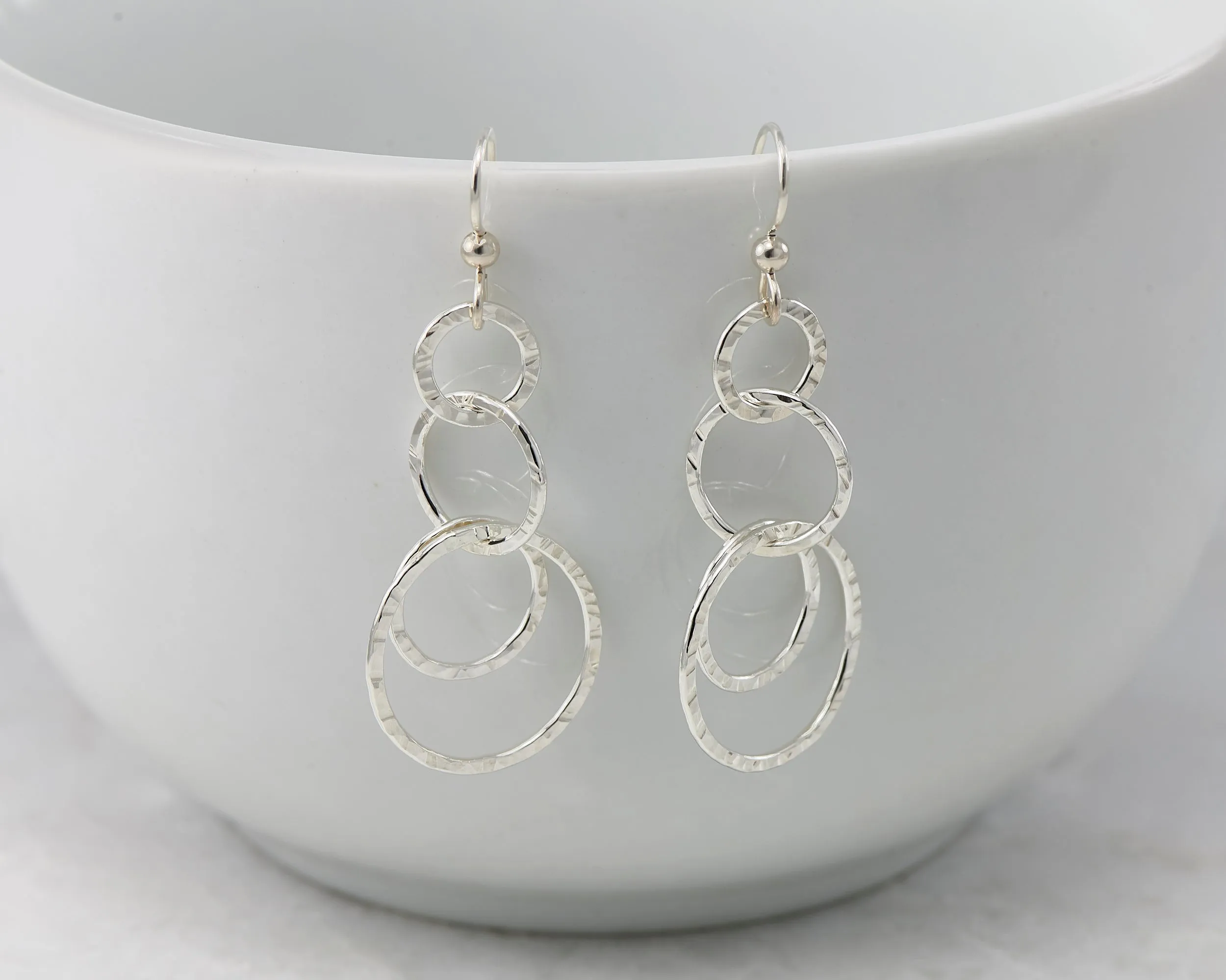 Hammered Silver Circles Earrings