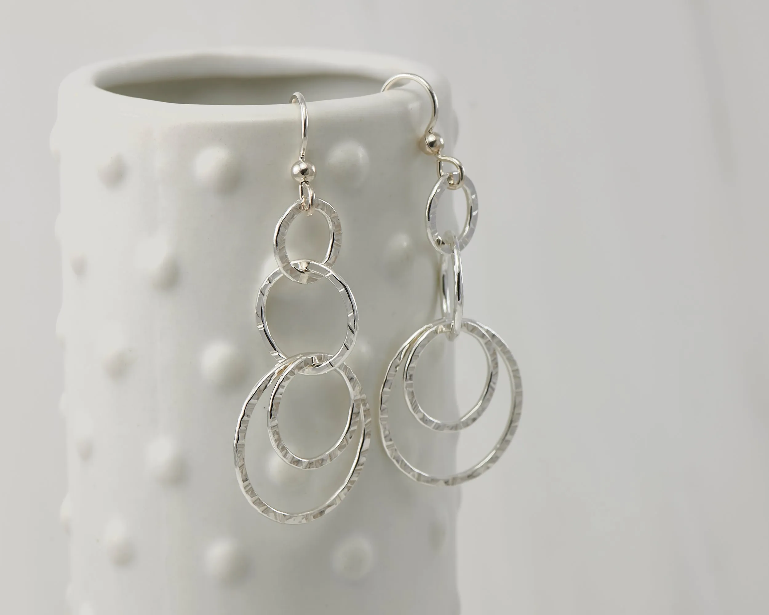 Hammered Silver Circles Earrings