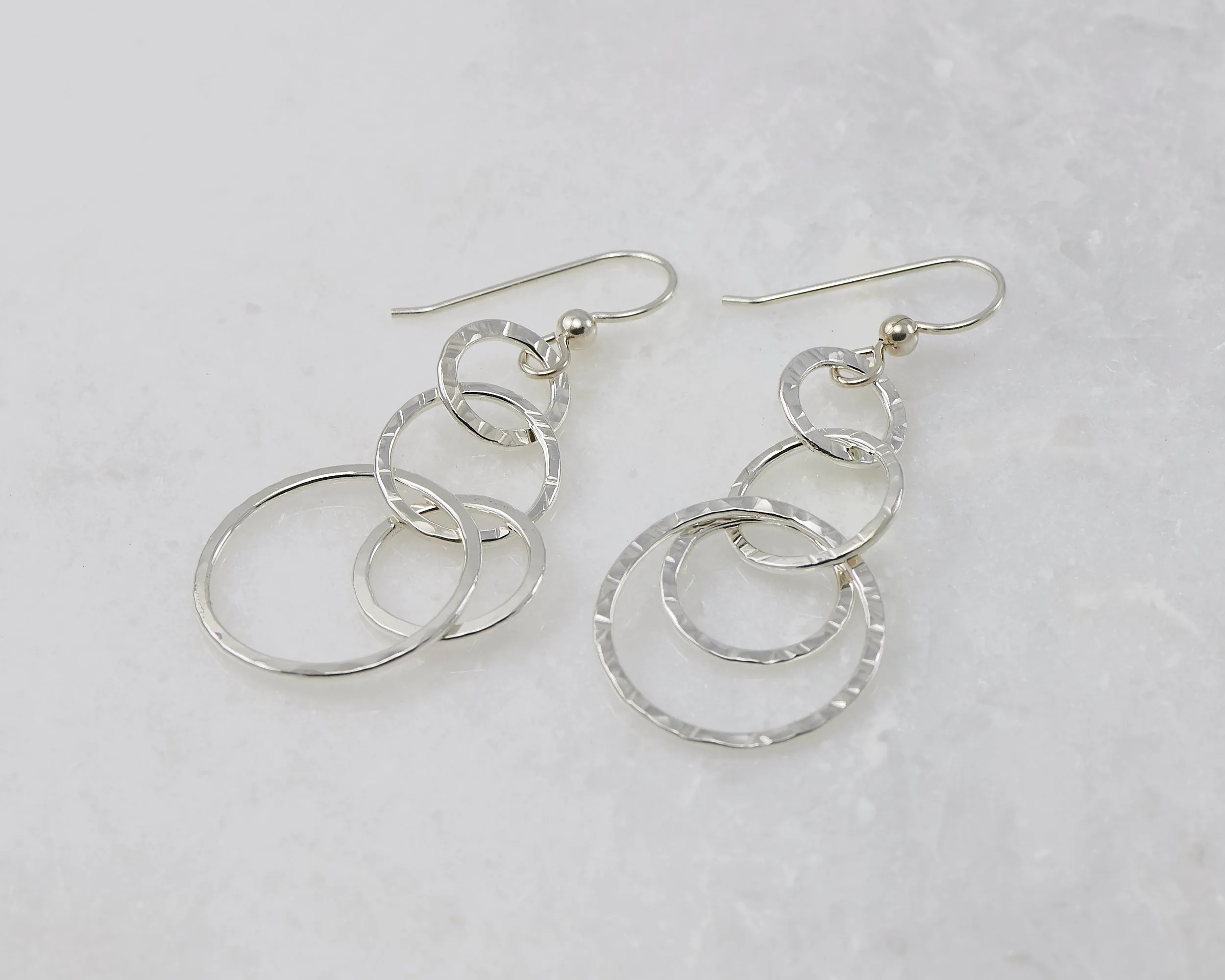 Hammered Silver Circles Earrings