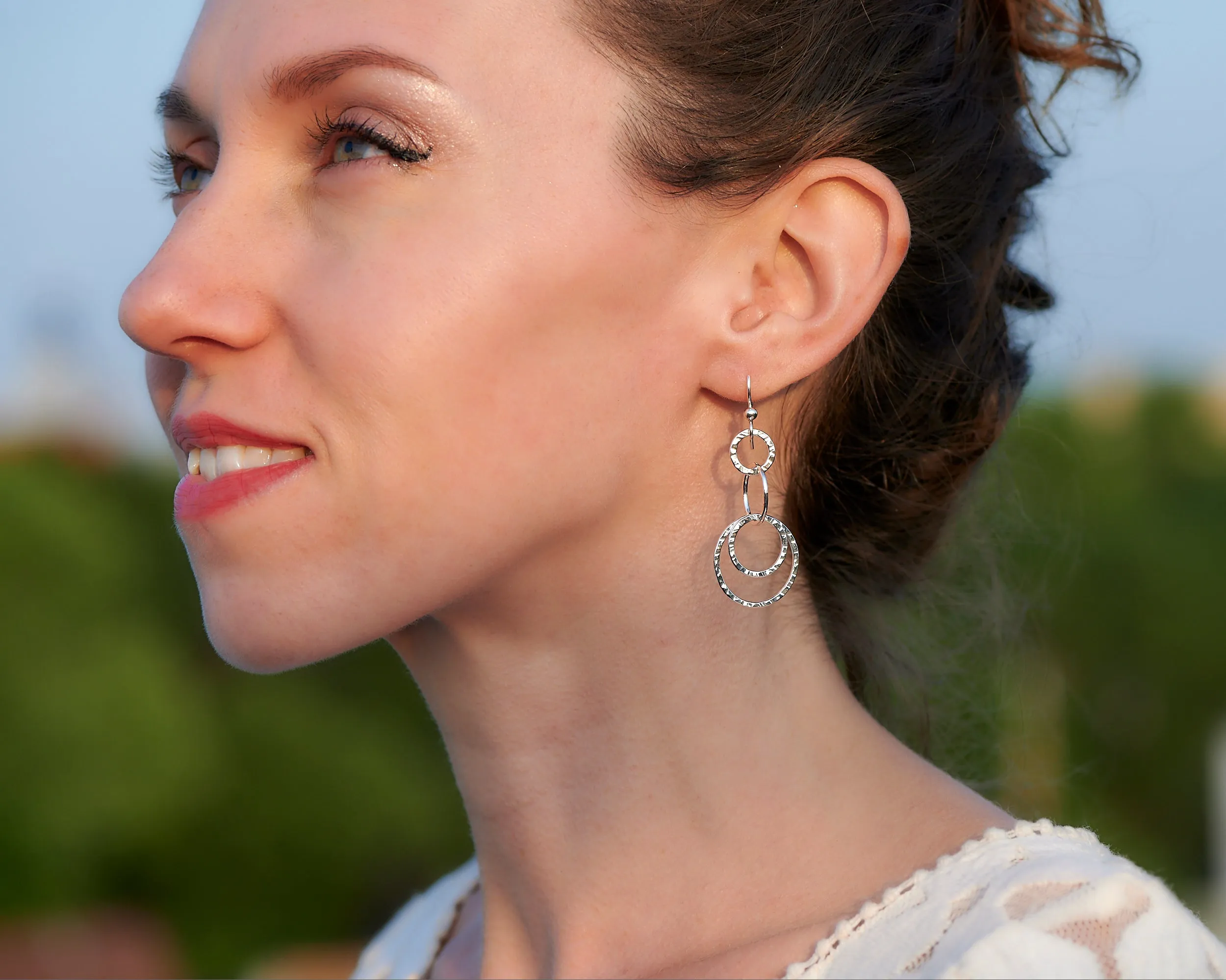 Hammered Silver Circles Earrings