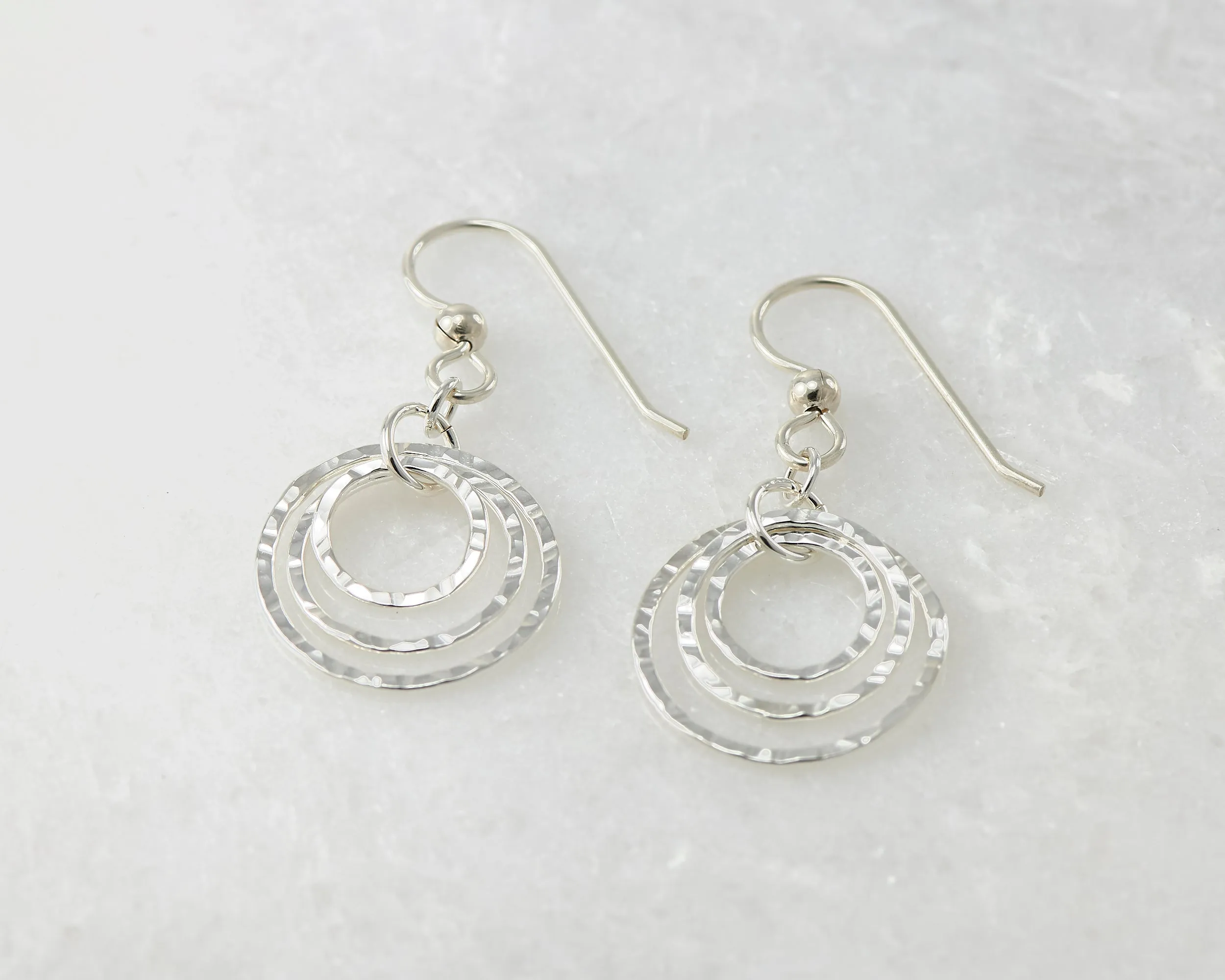 Hammered Silver Hoop Earrings
