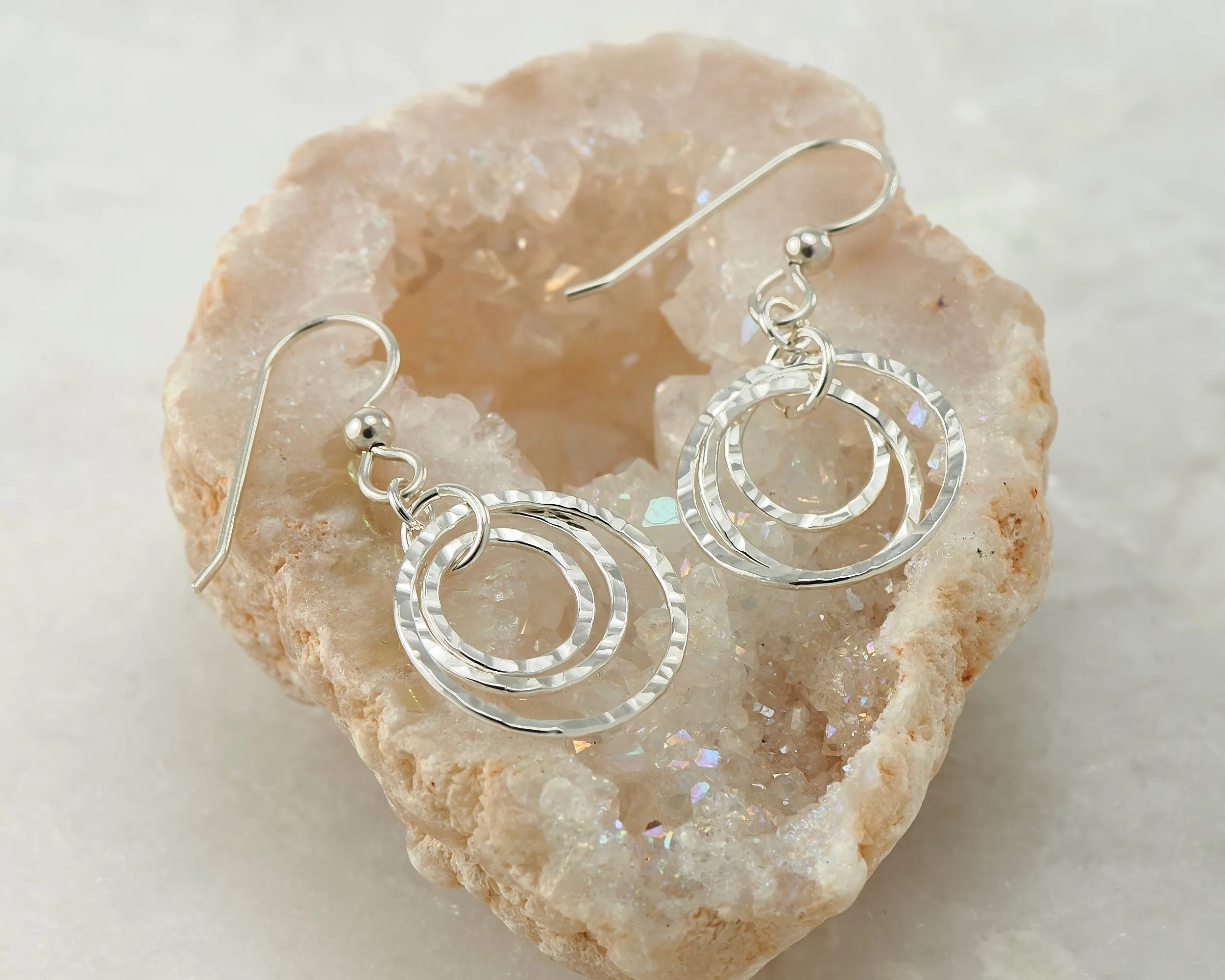 Hammered Silver Hoop Earrings