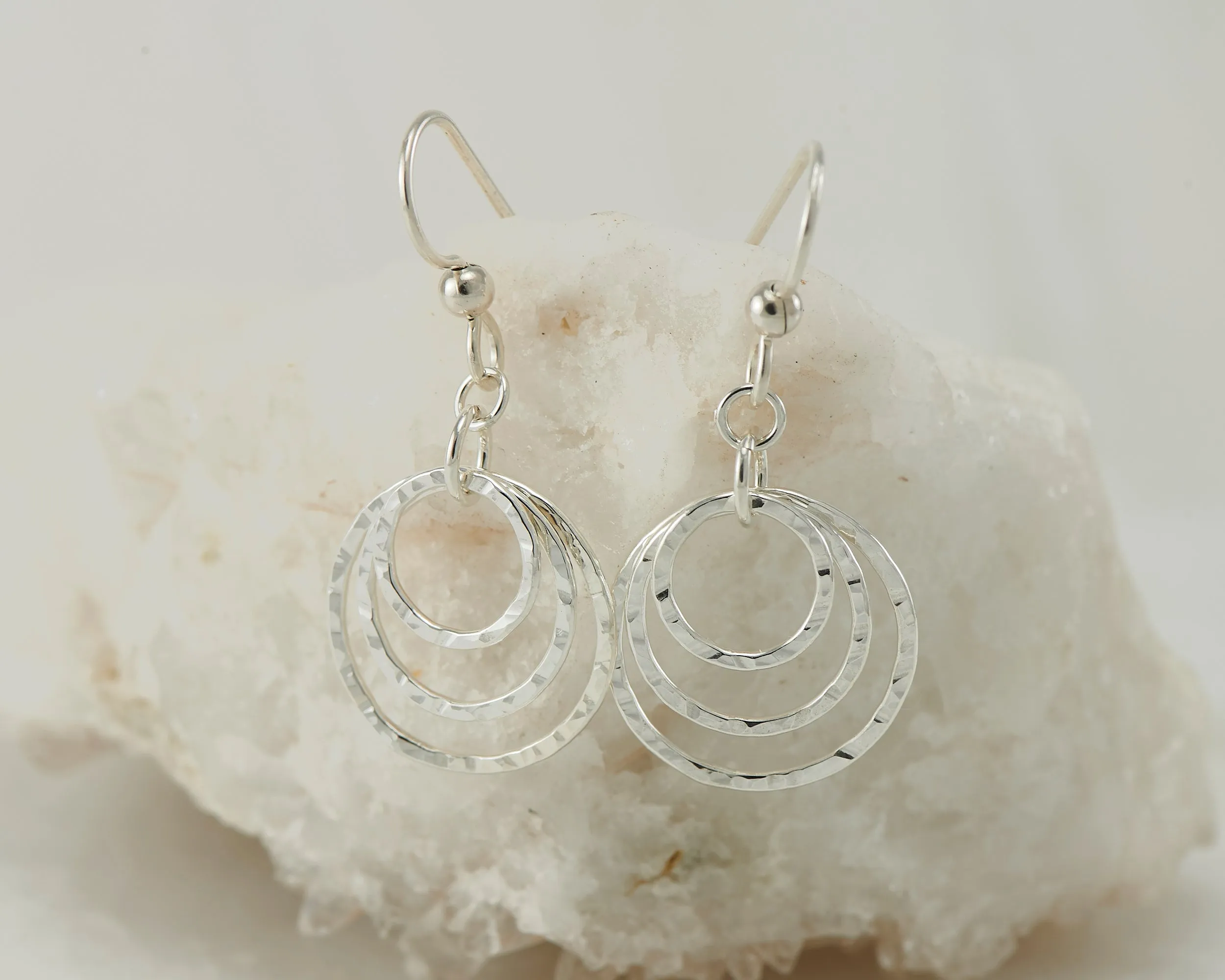 Hammered Silver Hoop Earrings