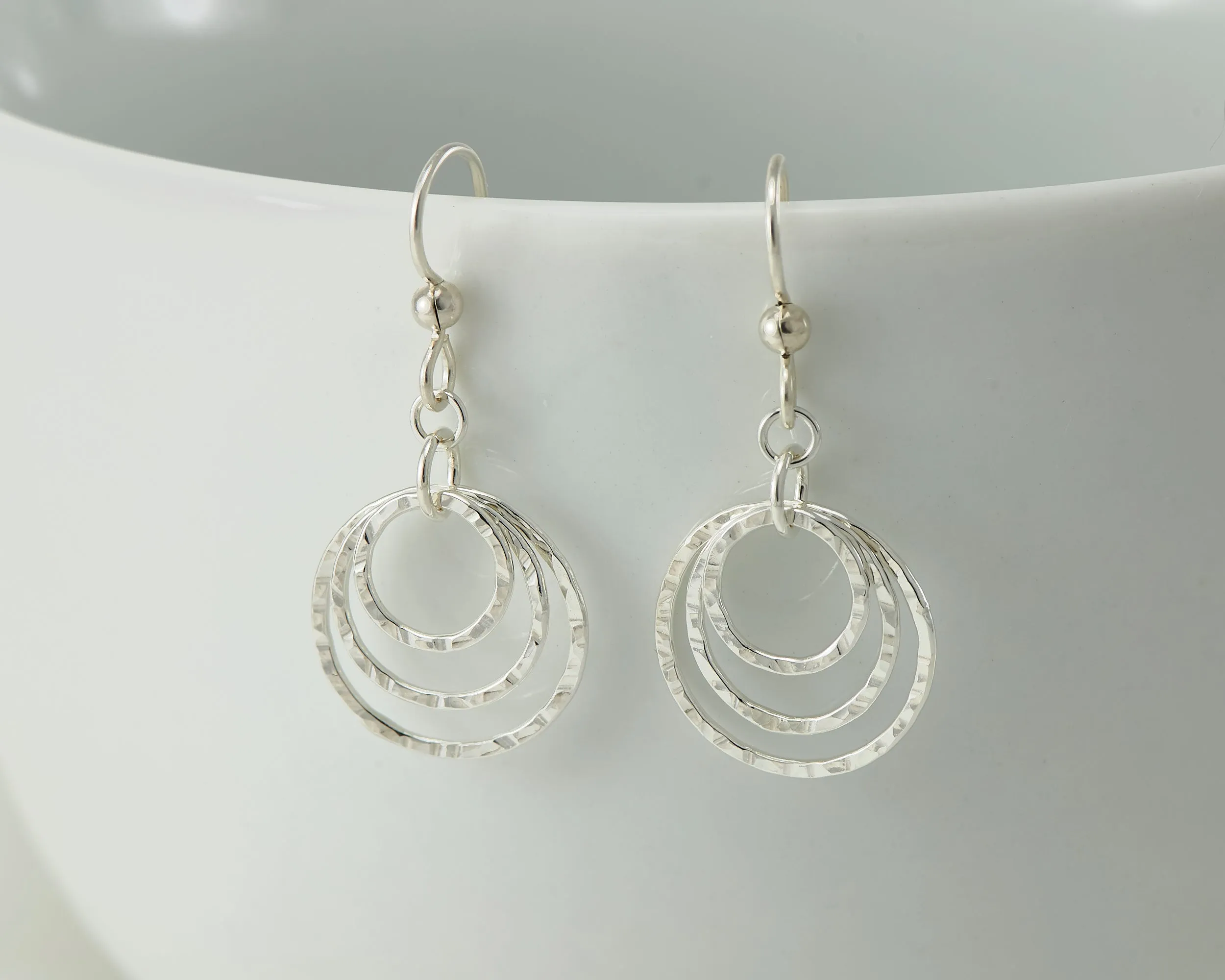 Hammered Silver Hoop Earrings