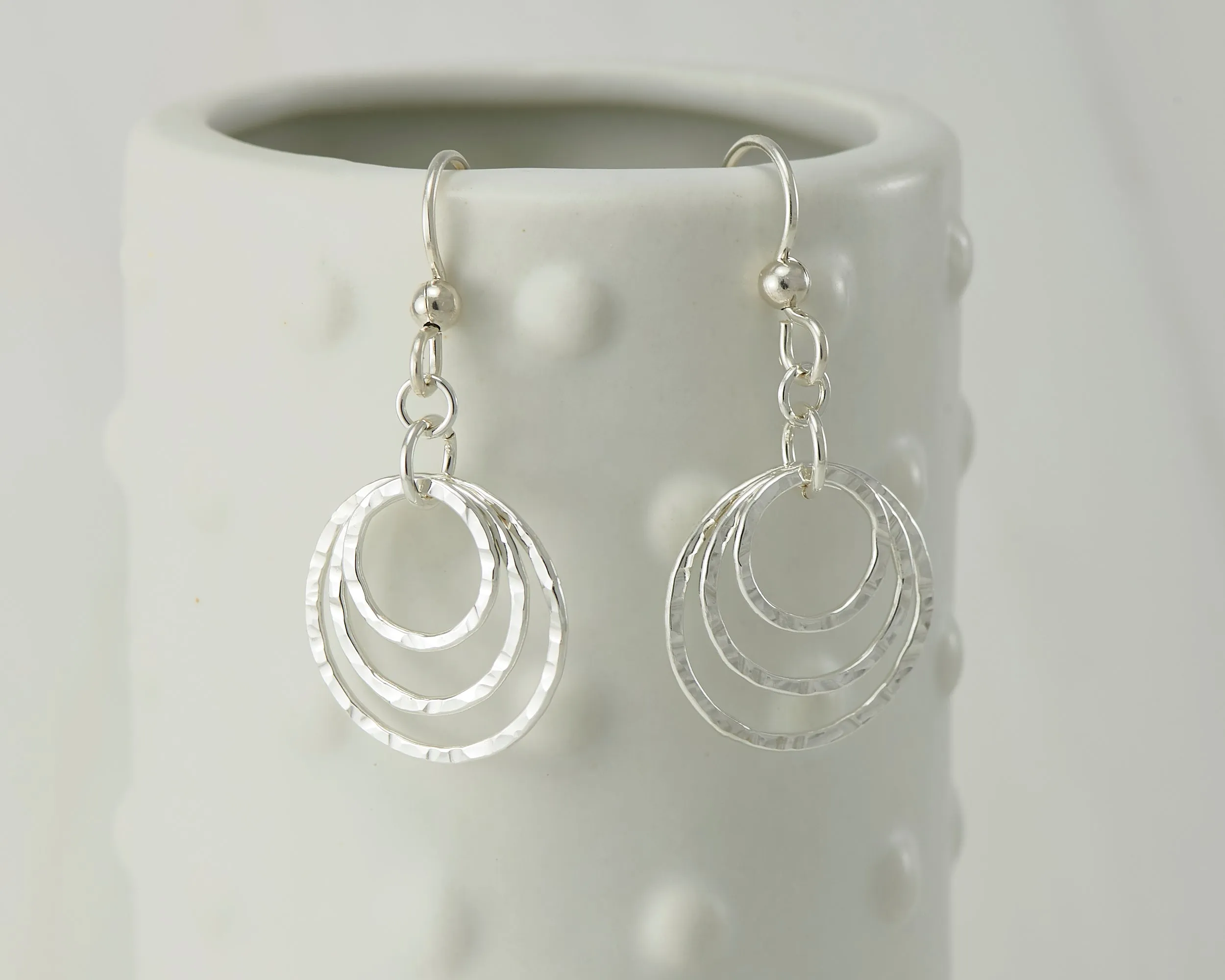 Hammered Silver Hoop Earrings