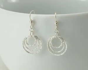 Hammered Silver Hoop Earrings