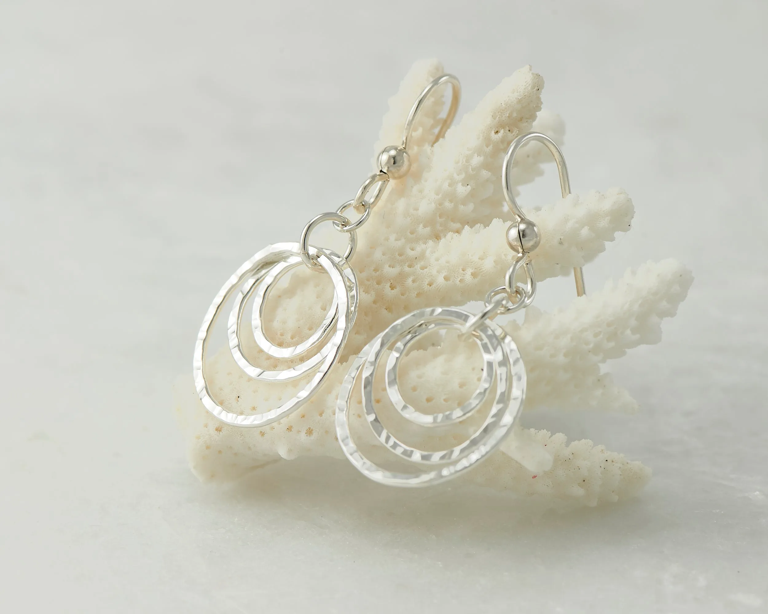 Hammered Silver Hoop Earrings