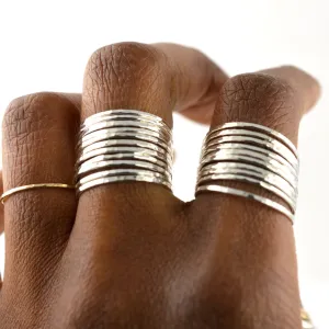 Hammered Silver Stacking Ring - SINGLE