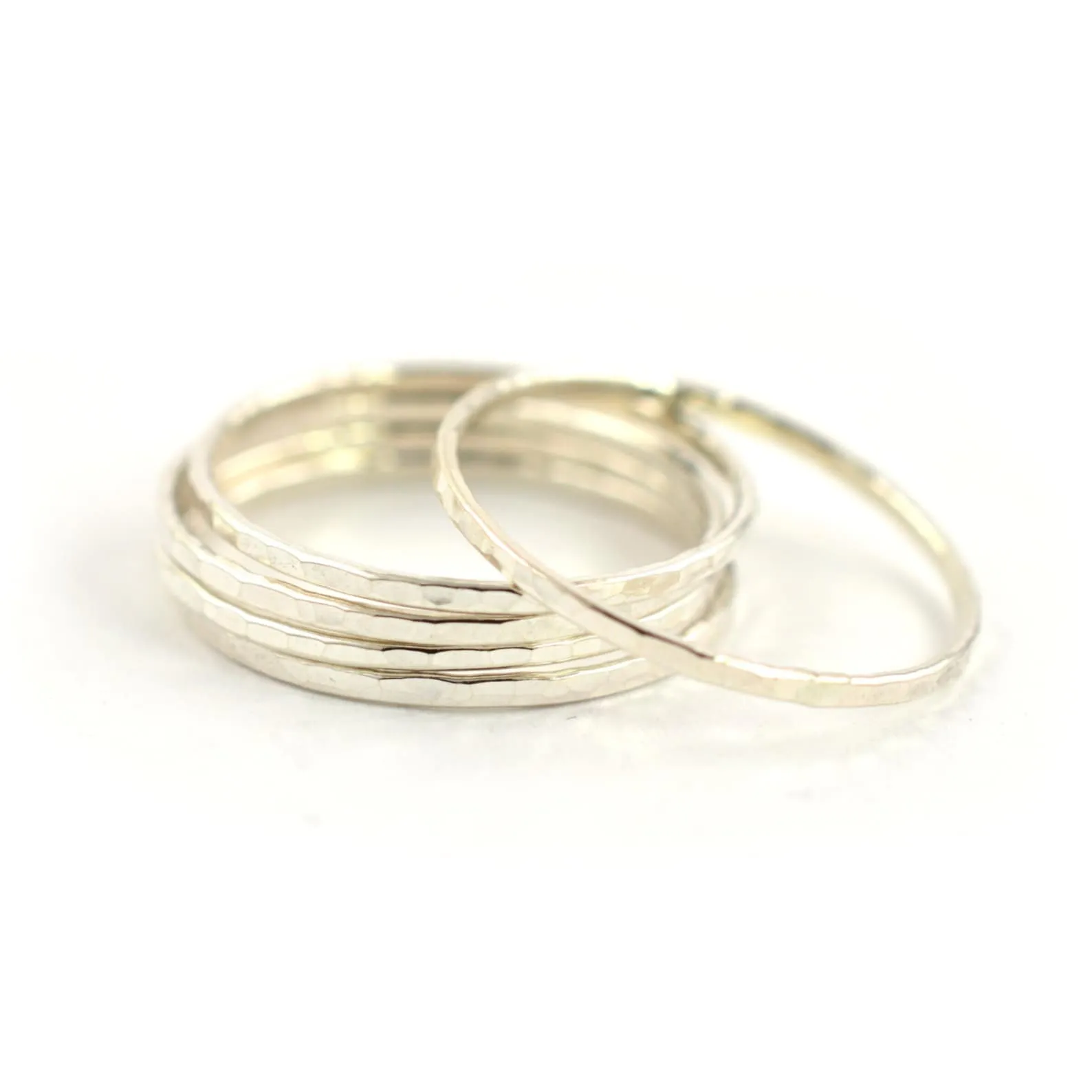 Hammered Silver Stacking Ring - SINGLE
