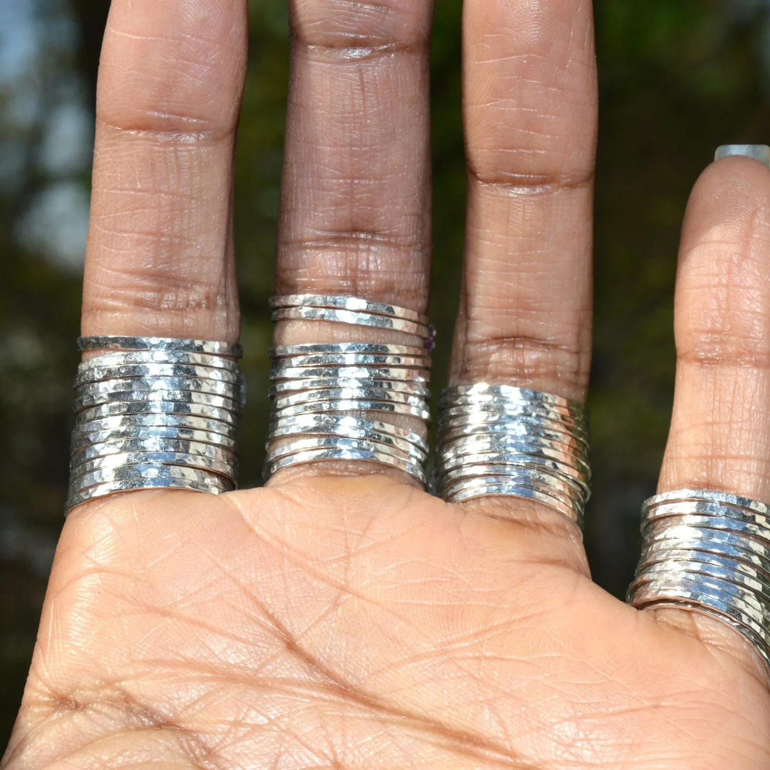Hammered Silver Stacking Ring - SINGLE