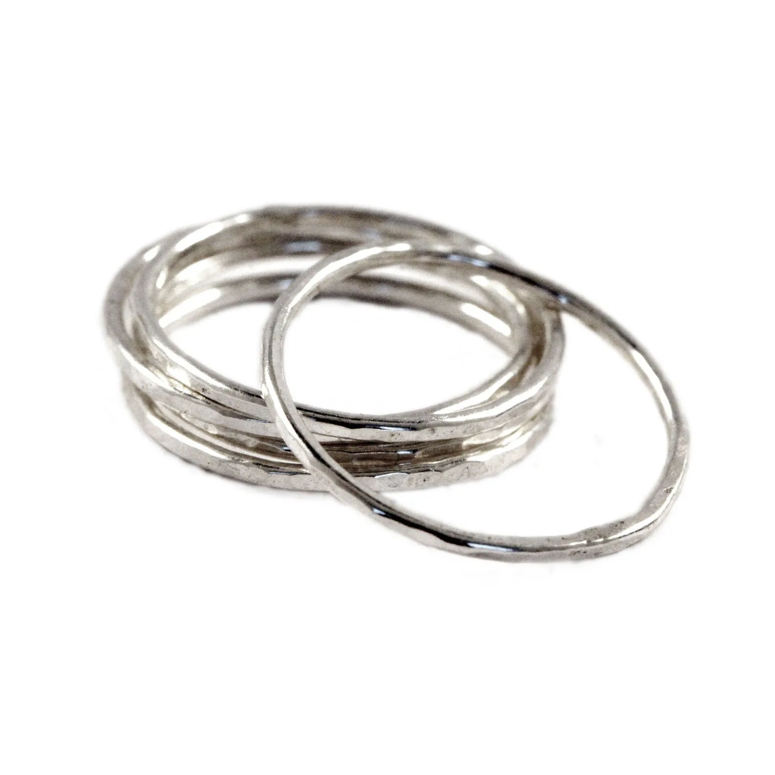Hammered Silver Stacking Ring - SINGLE