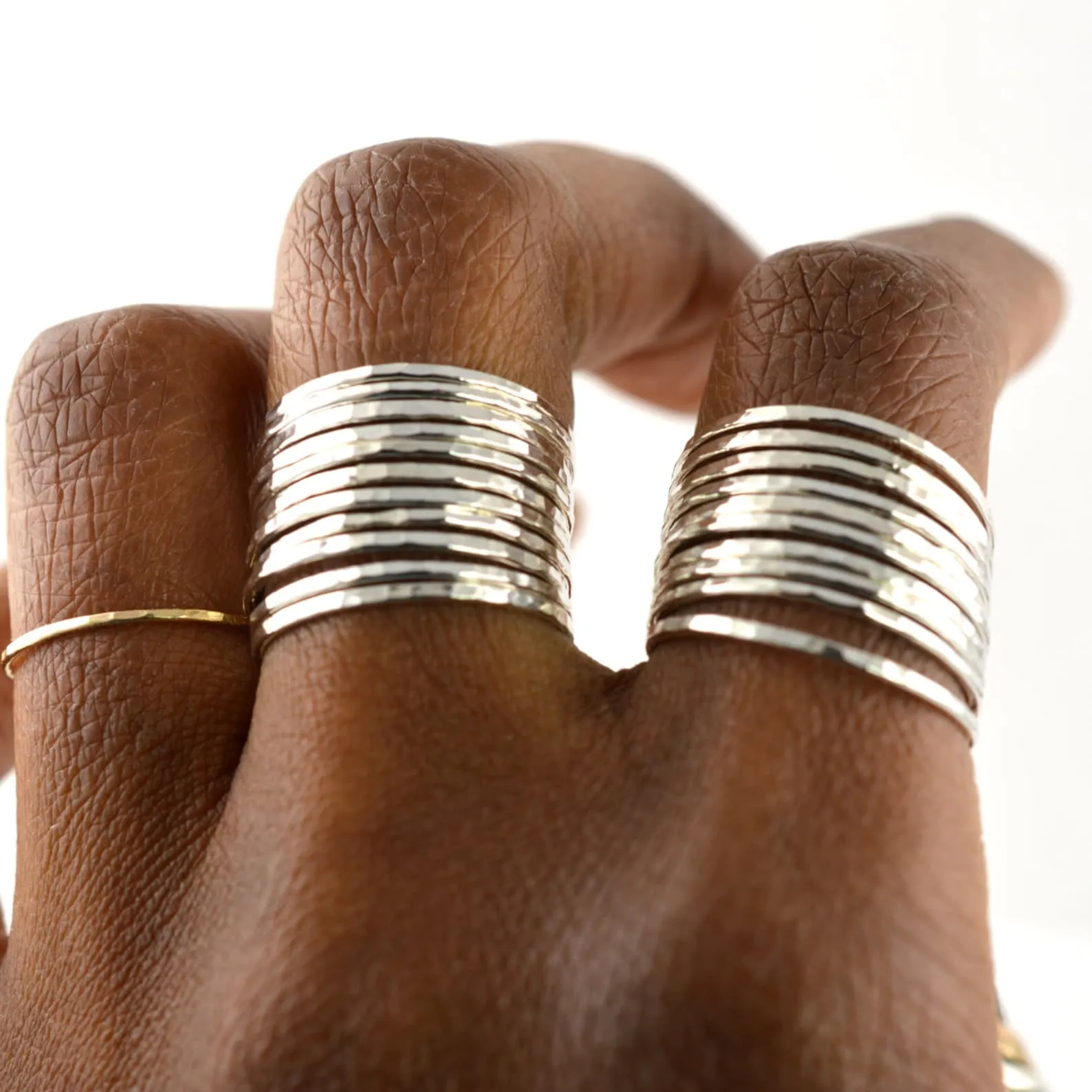 Hammered Silver Stacking Ring - SINGLE