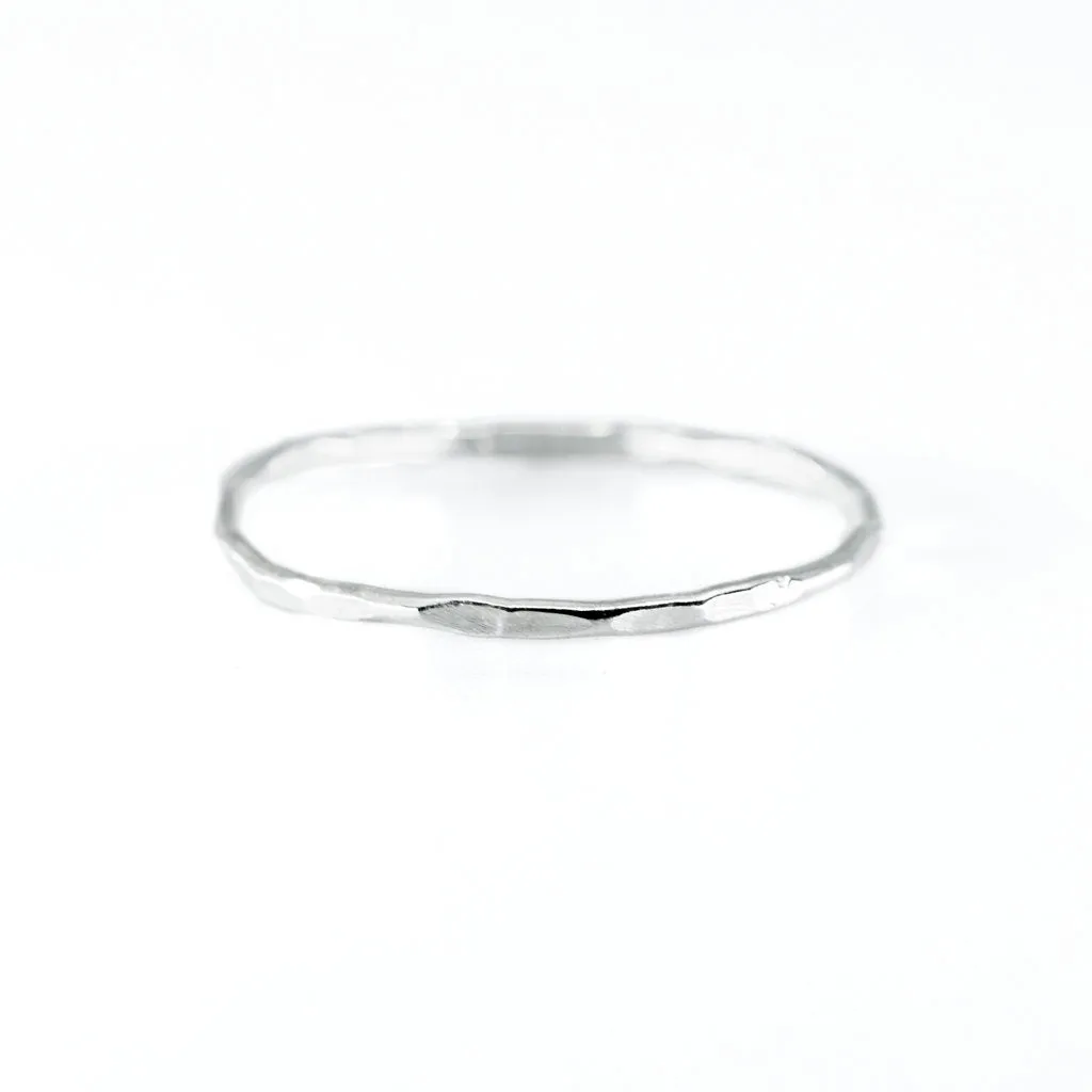 Hammered Stacking Ring in Silver