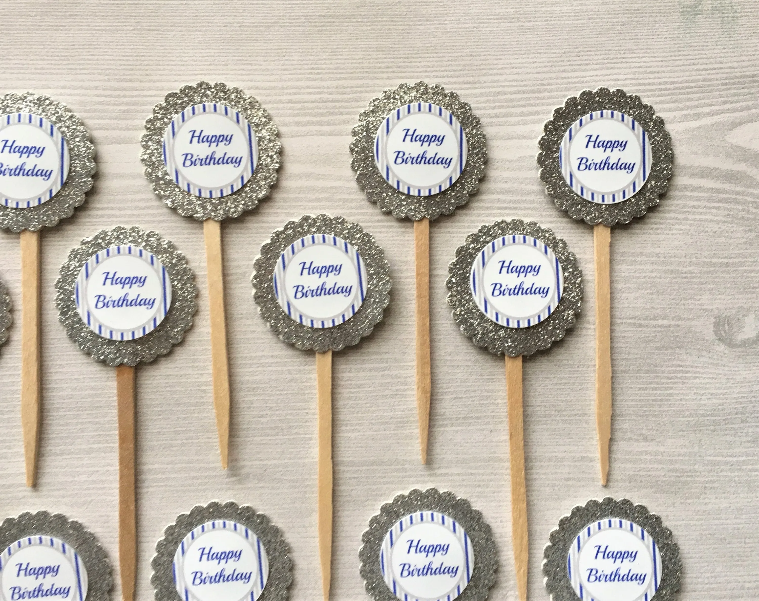 Happy Birthday Cupcake Toppers, Set of 12