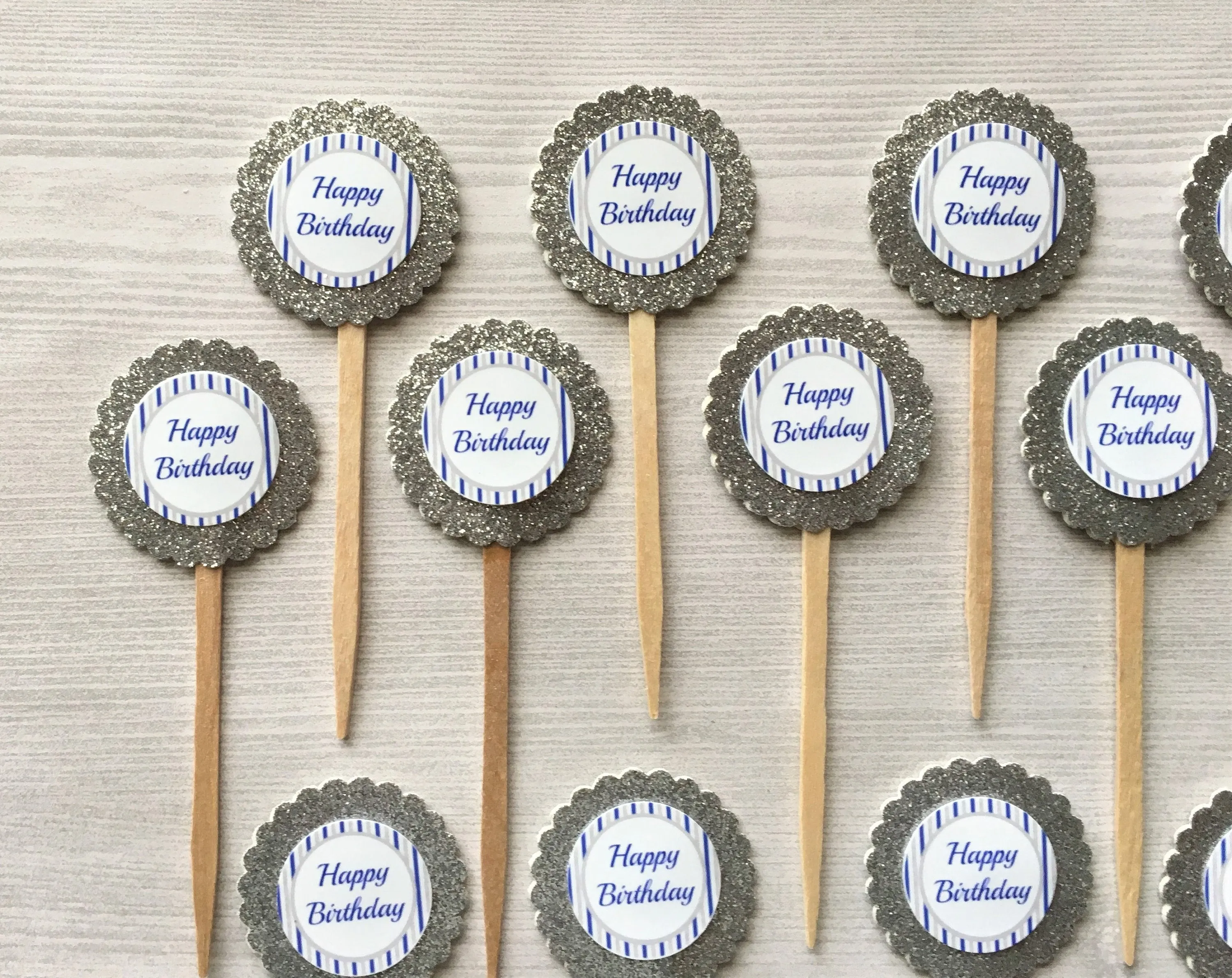Happy Birthday Cupcake Toppers, Set of 12