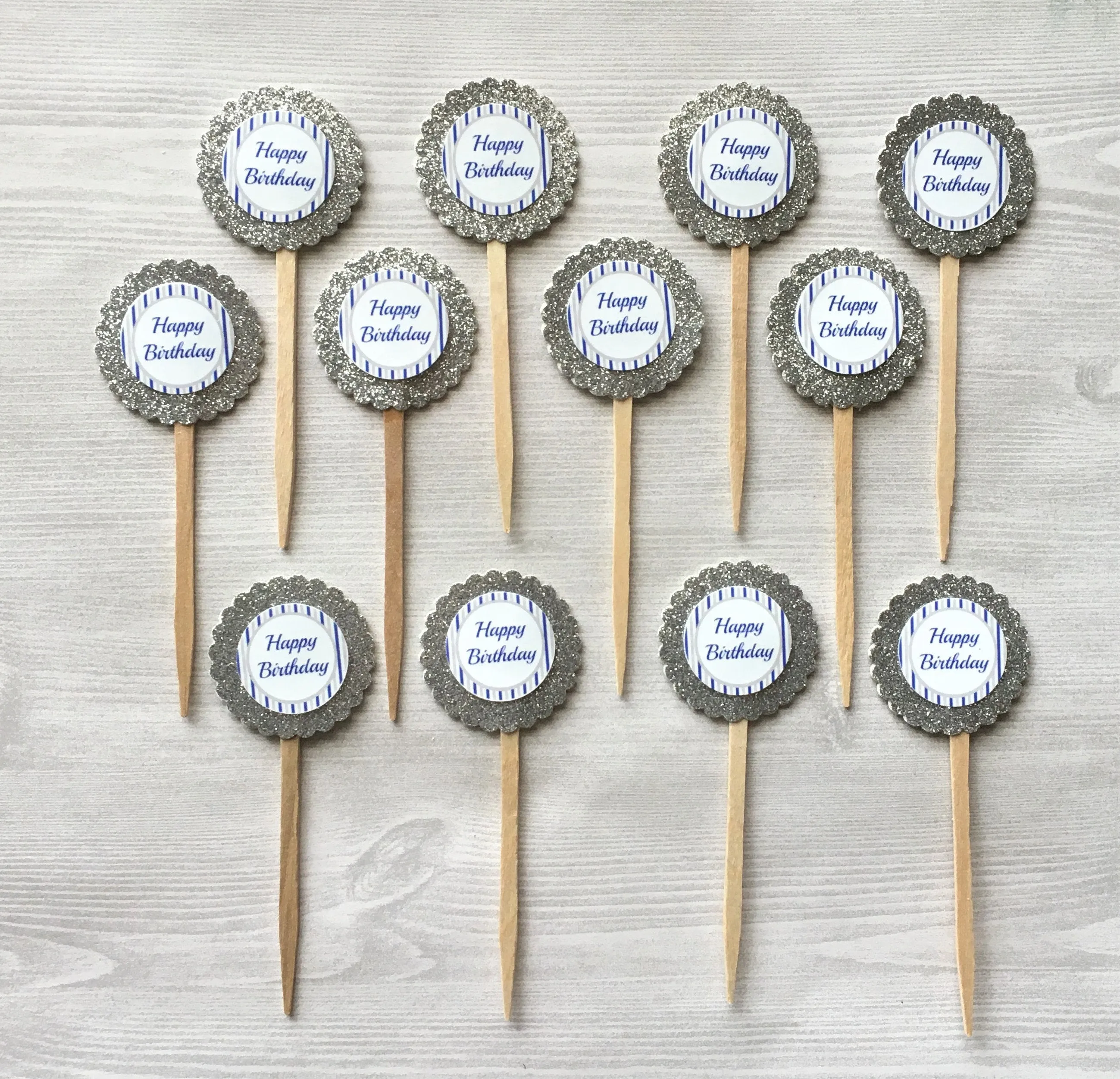 Happy Birthday Cupcake Toppers, Set of 12