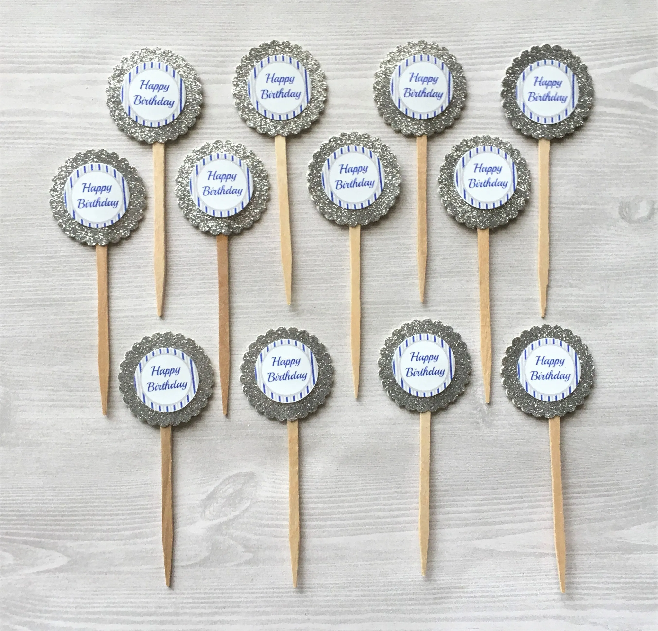 Happy Birthday Cupcake Toppers, Set of 12