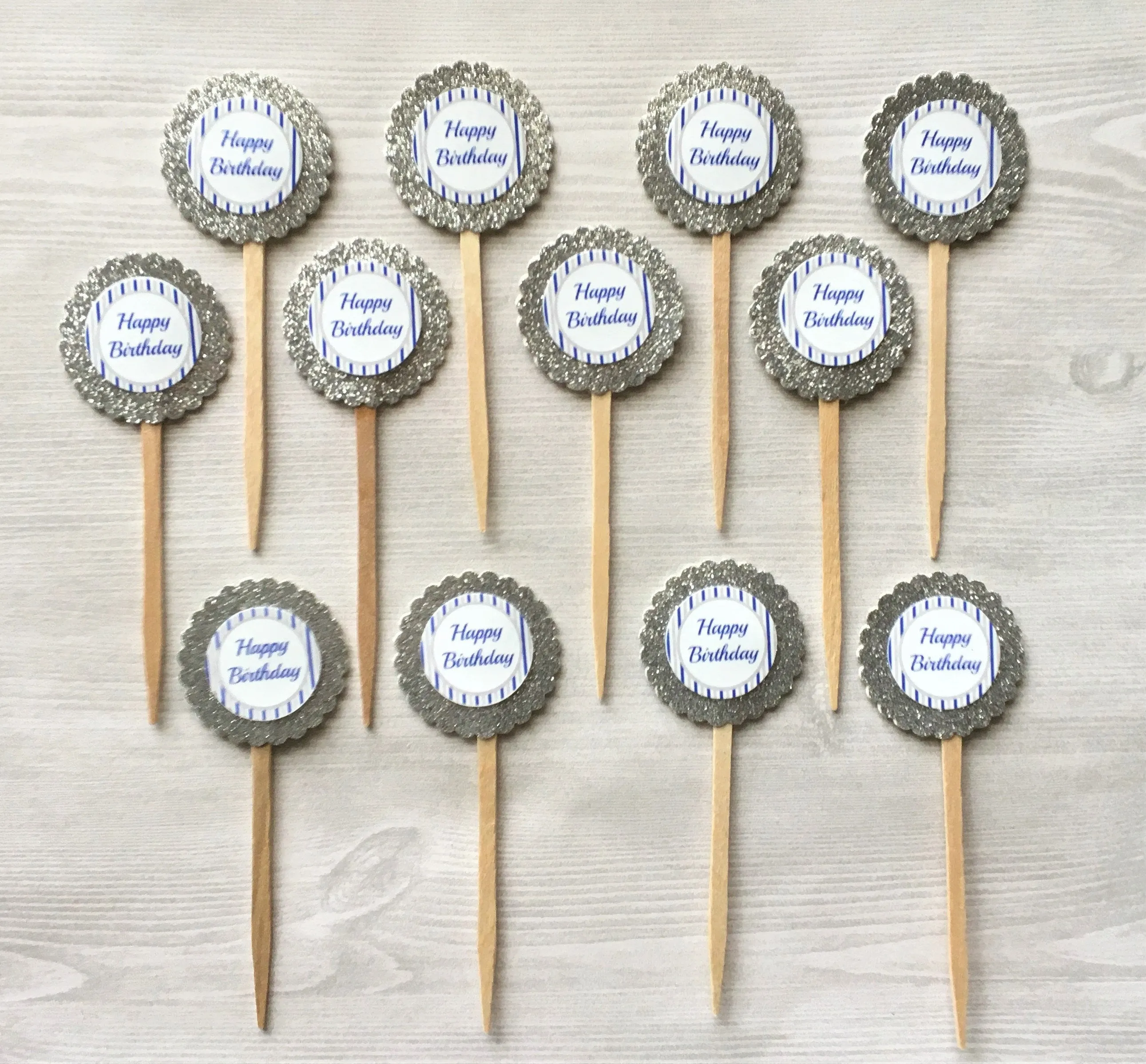 Happy Birthday Cupcake Toppers, Set of 12