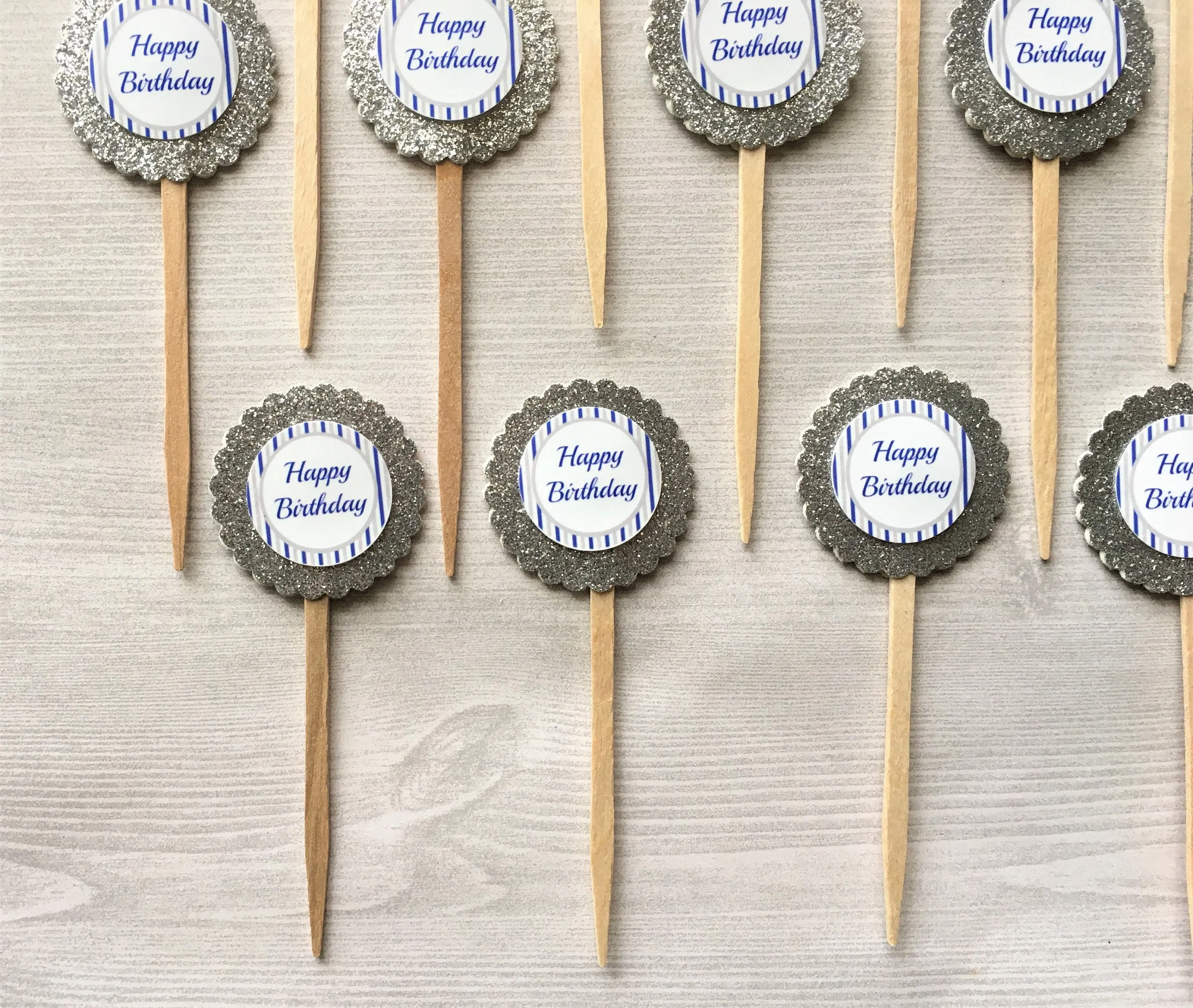 Happy Birthday Cupcake Toppers, Set of 12