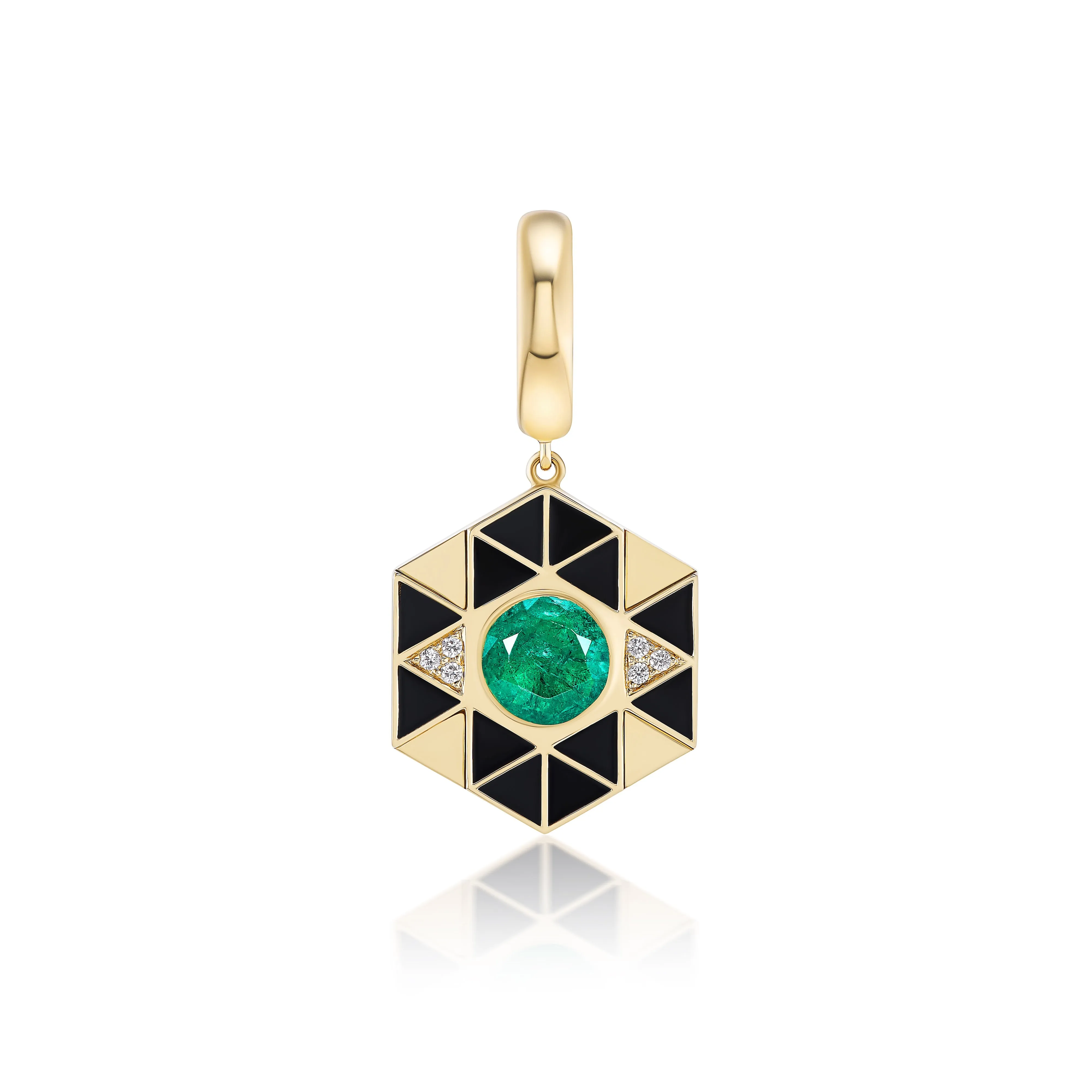 Harwell Godfrey 18k Emerald & Black Onyx Evil Eye Charm Pendant