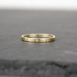 Hashmark Ring - 14k Yellow Gold, with Diamond