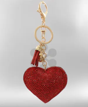 Heart Bling Keychain Red