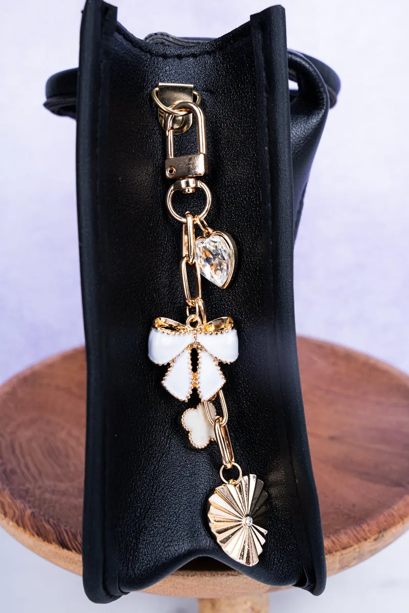 Heart Of Gold White Goldtone Bag Charms