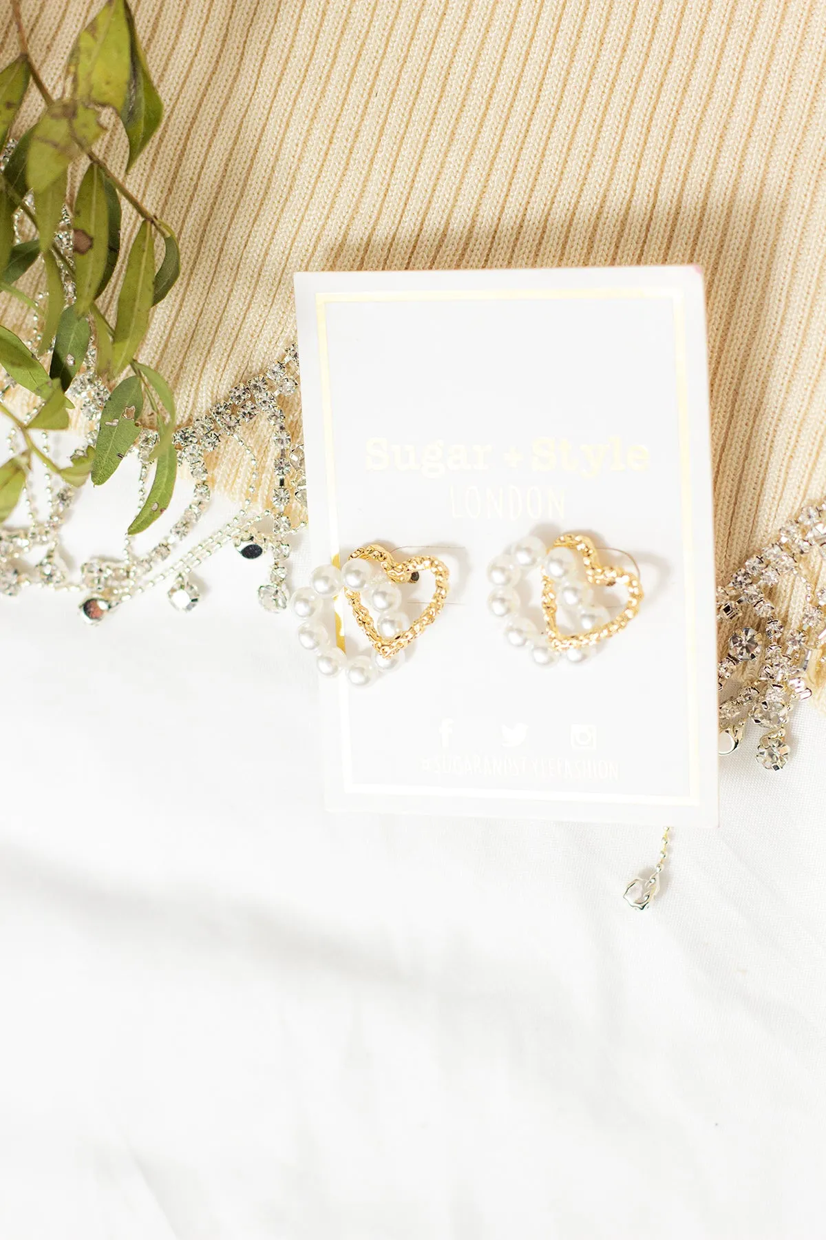 Heart Pearl Loop Layer Earrings