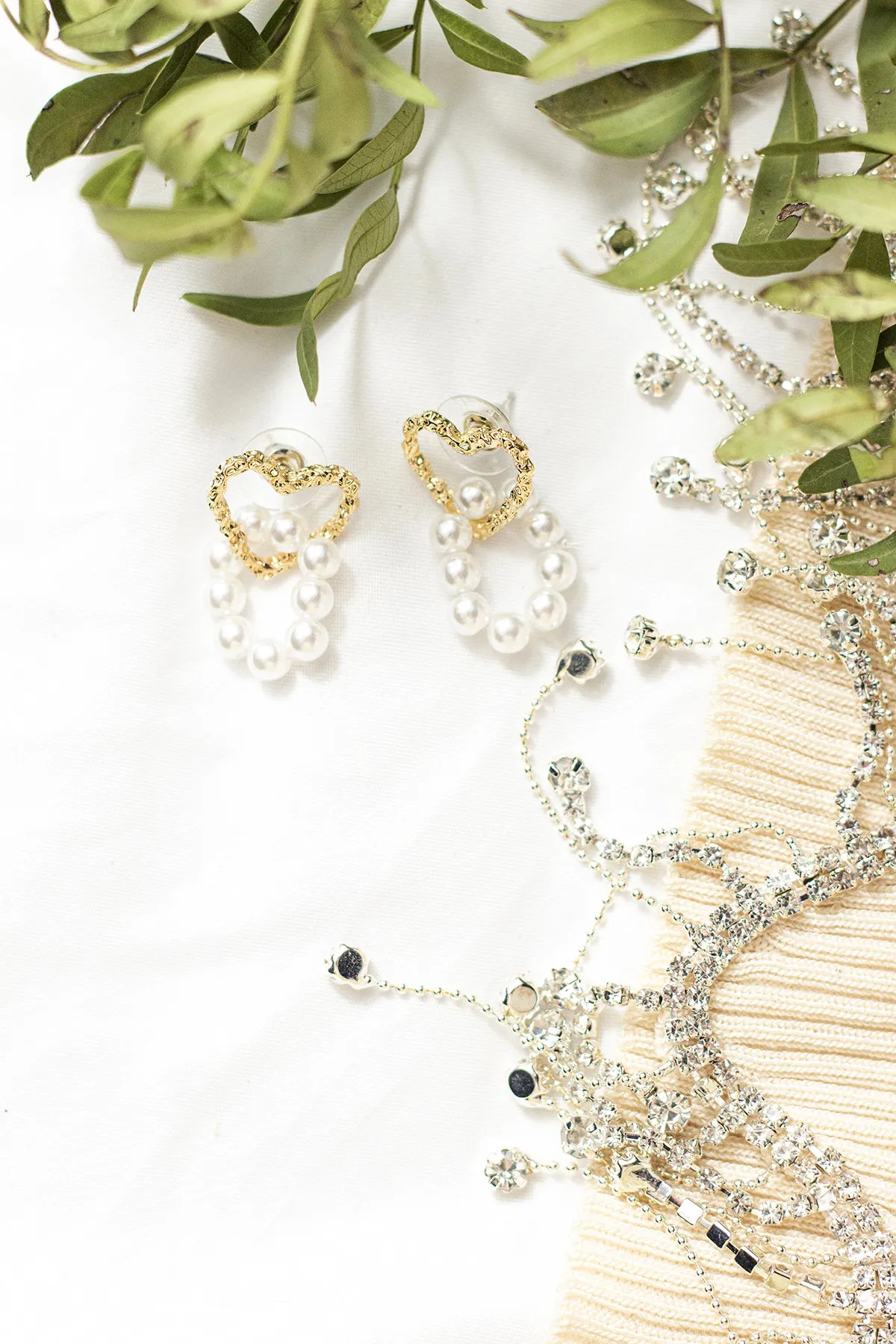 Heart Pearl Loop Layer Earrings