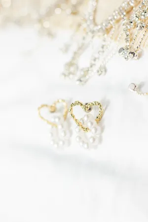 Heart Pearl Loop Layer Earrings