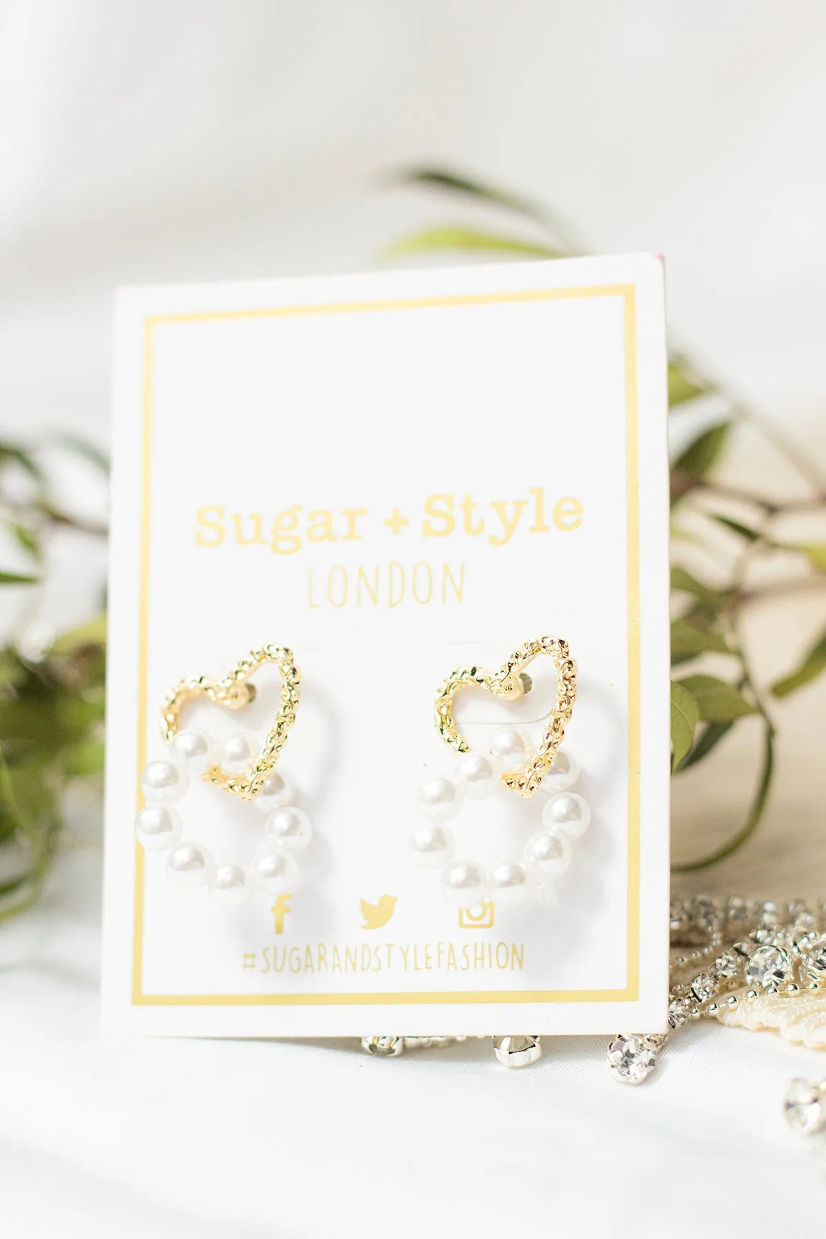 Heart Pearl Loop Layer Earrings