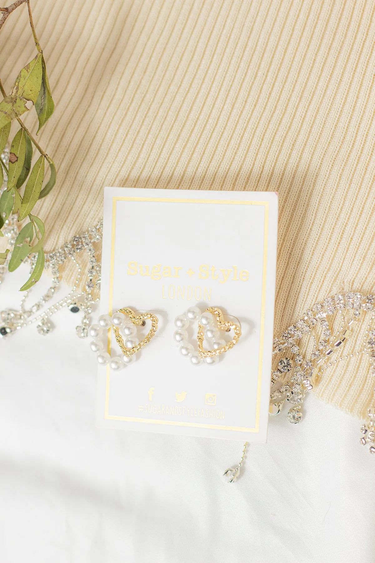 Heart Pearl Loop Layer Earrings