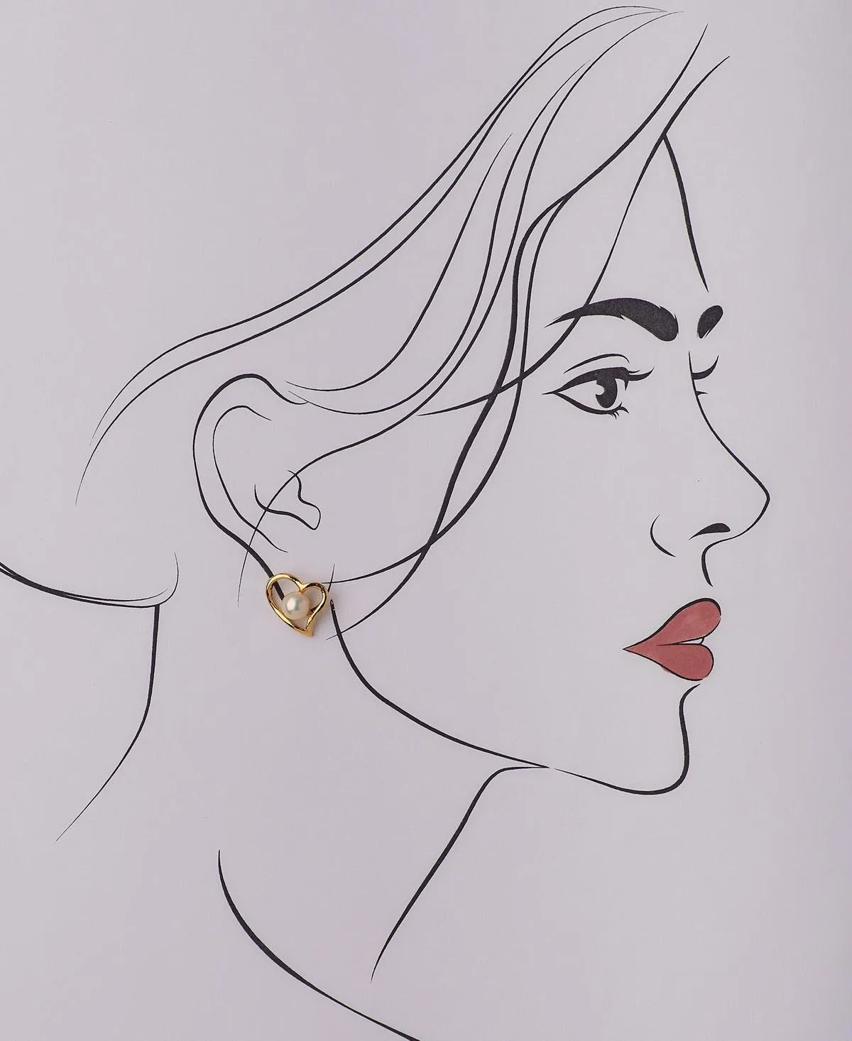 Heart Pearl Stud Earring