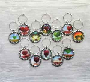 Heart Trees Wine Charms, Set of 12