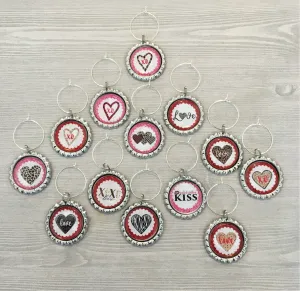 Heart Wine Charms, Set of 13