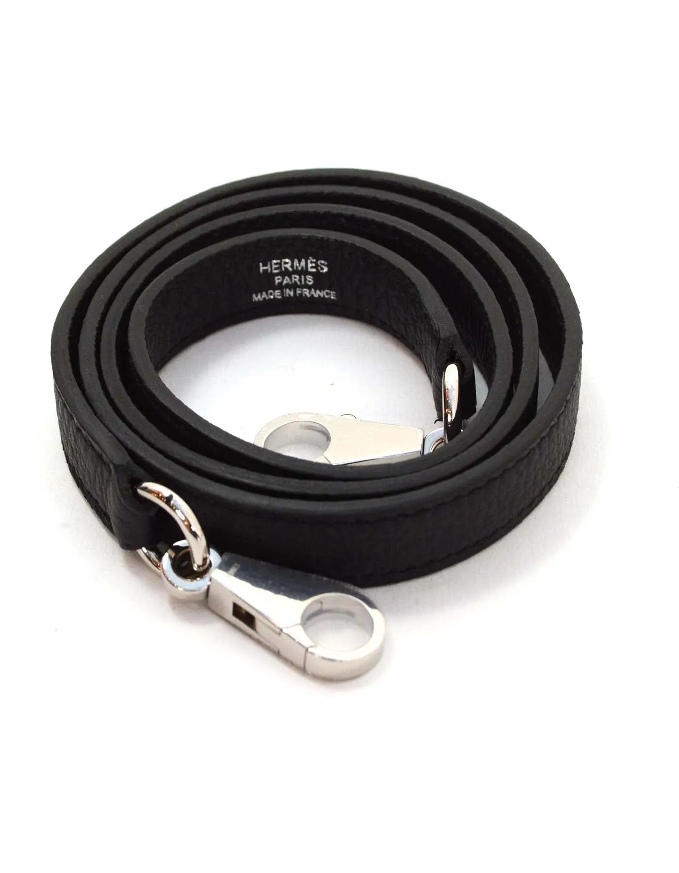Hermes Indigo Blue Leather Bag Strap PHW