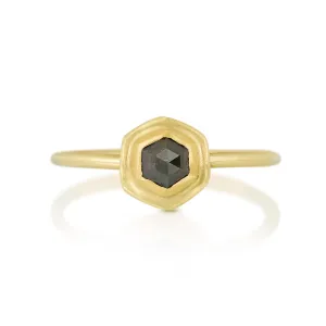 Hexagon Black Diamond Stacking Ring
