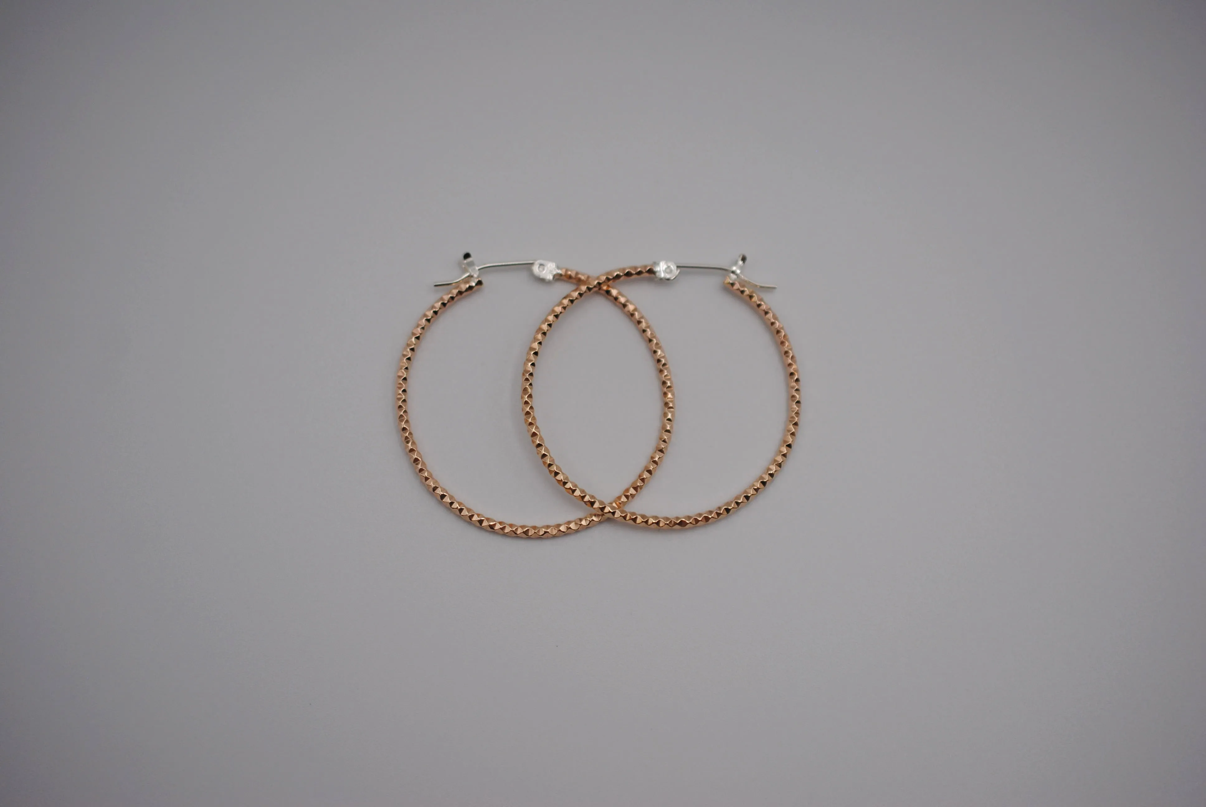 Hoop Earrings: Sparkle Texture, Yellow Gold Fill, Silver Ear-wire, 1.5in Diameter