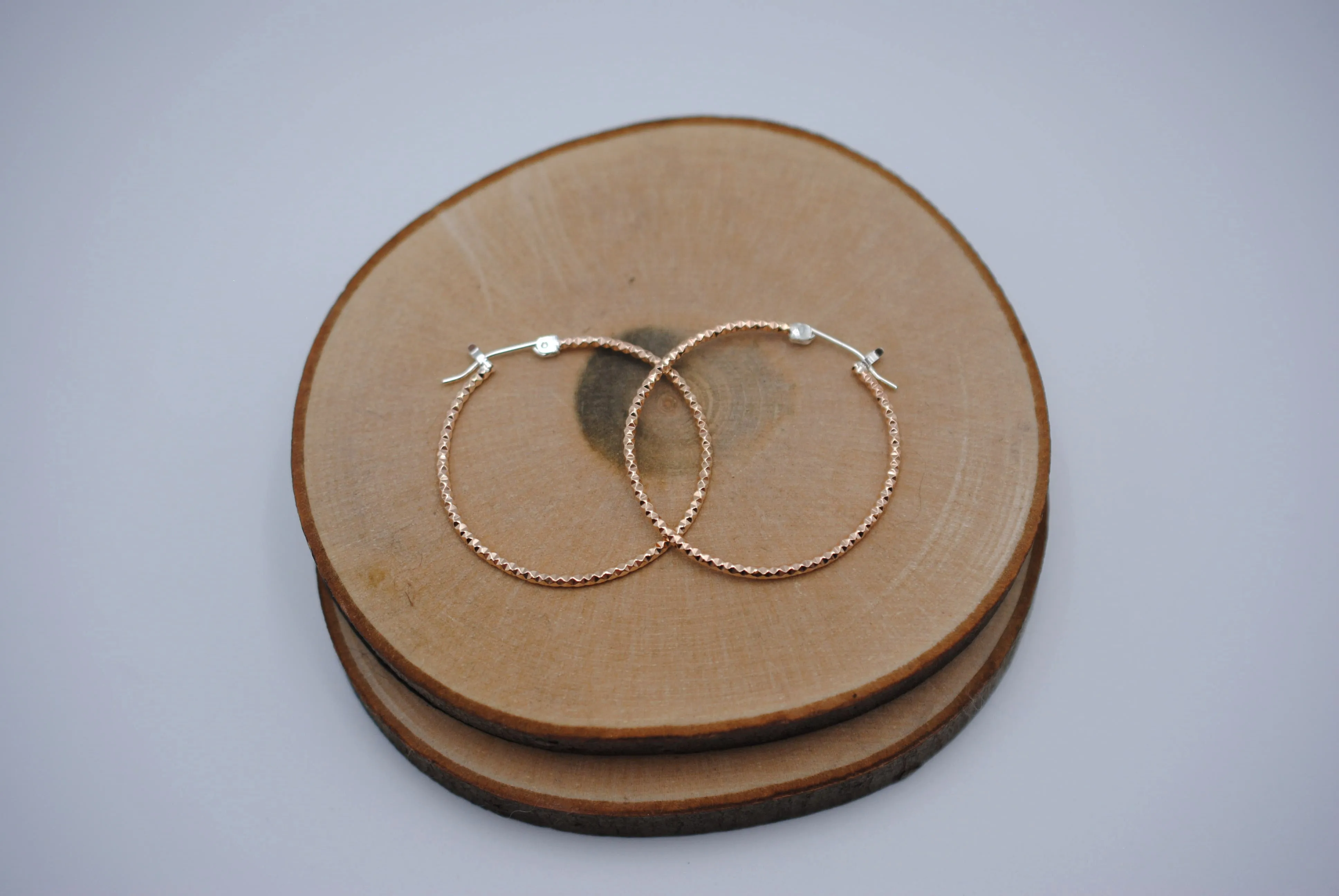 Hoop Earrings: Sparkle Texture, Yellow Gold Fill, Silver Ear-wire, 1.5in Diameter