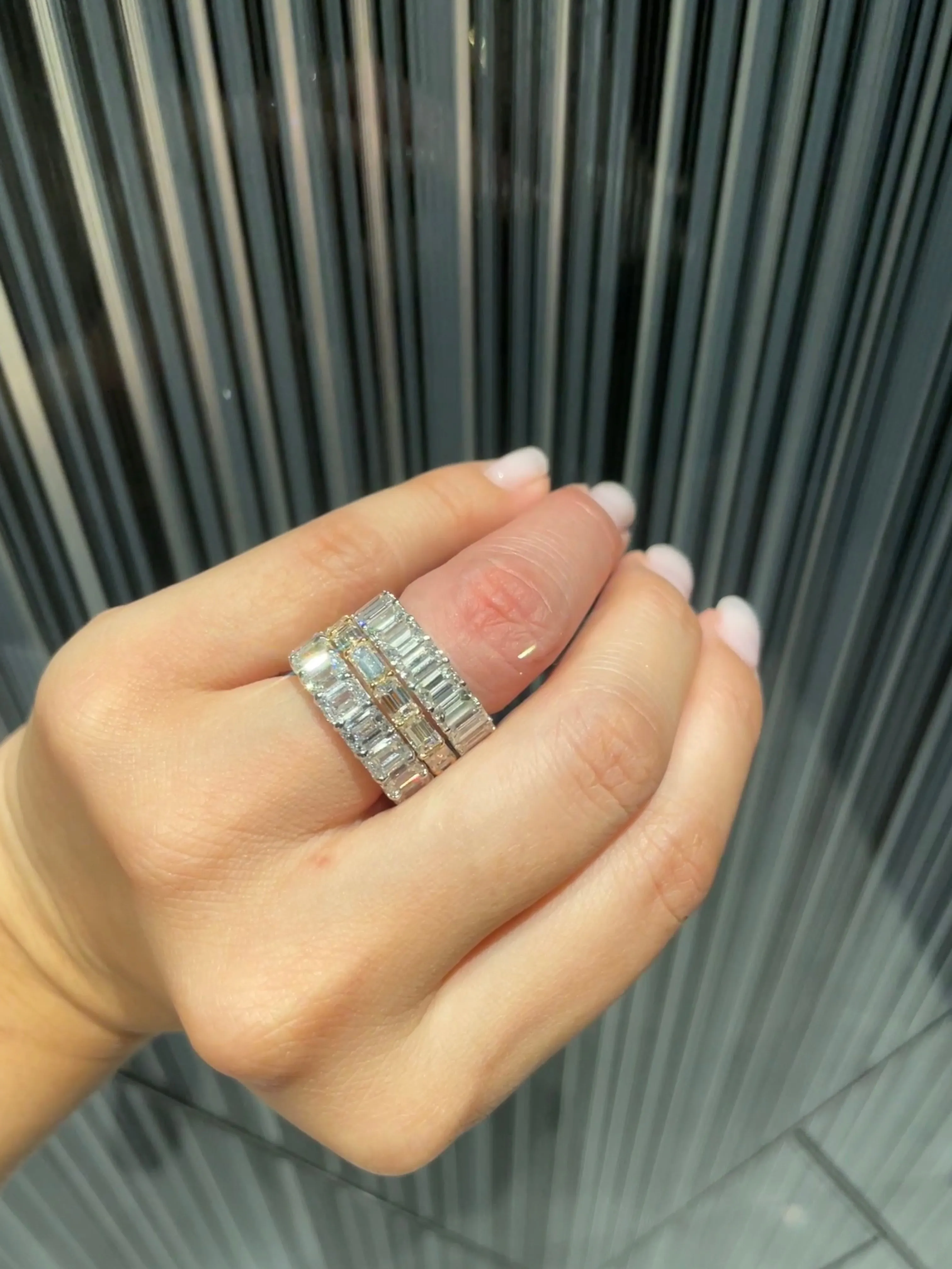 Horizontal Emerald Cut Diamond Eternity Ring