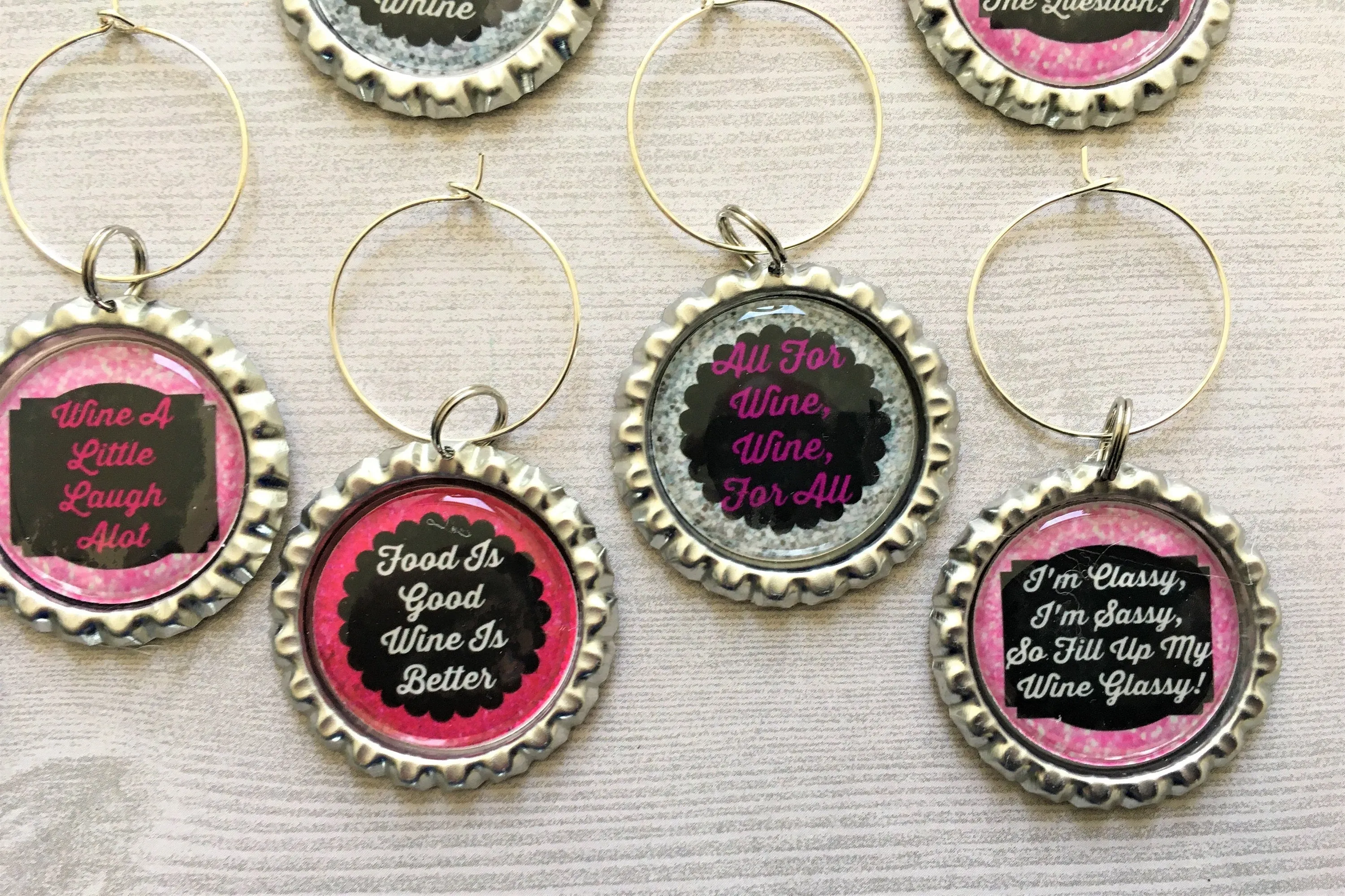 Humorous Quotes Wine Charms, Set of 10