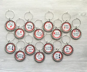 Humorous Sayings/Quotes Wine Charms, Set of 15
